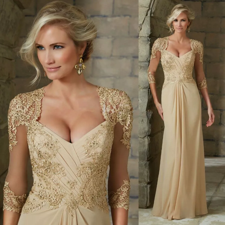 Elegant Champagne Mermaid Mother of The Bride Dress - Bridesmaid Prom Party Evening Gown J3551 for Weddings, Formal Events & Special Occasions