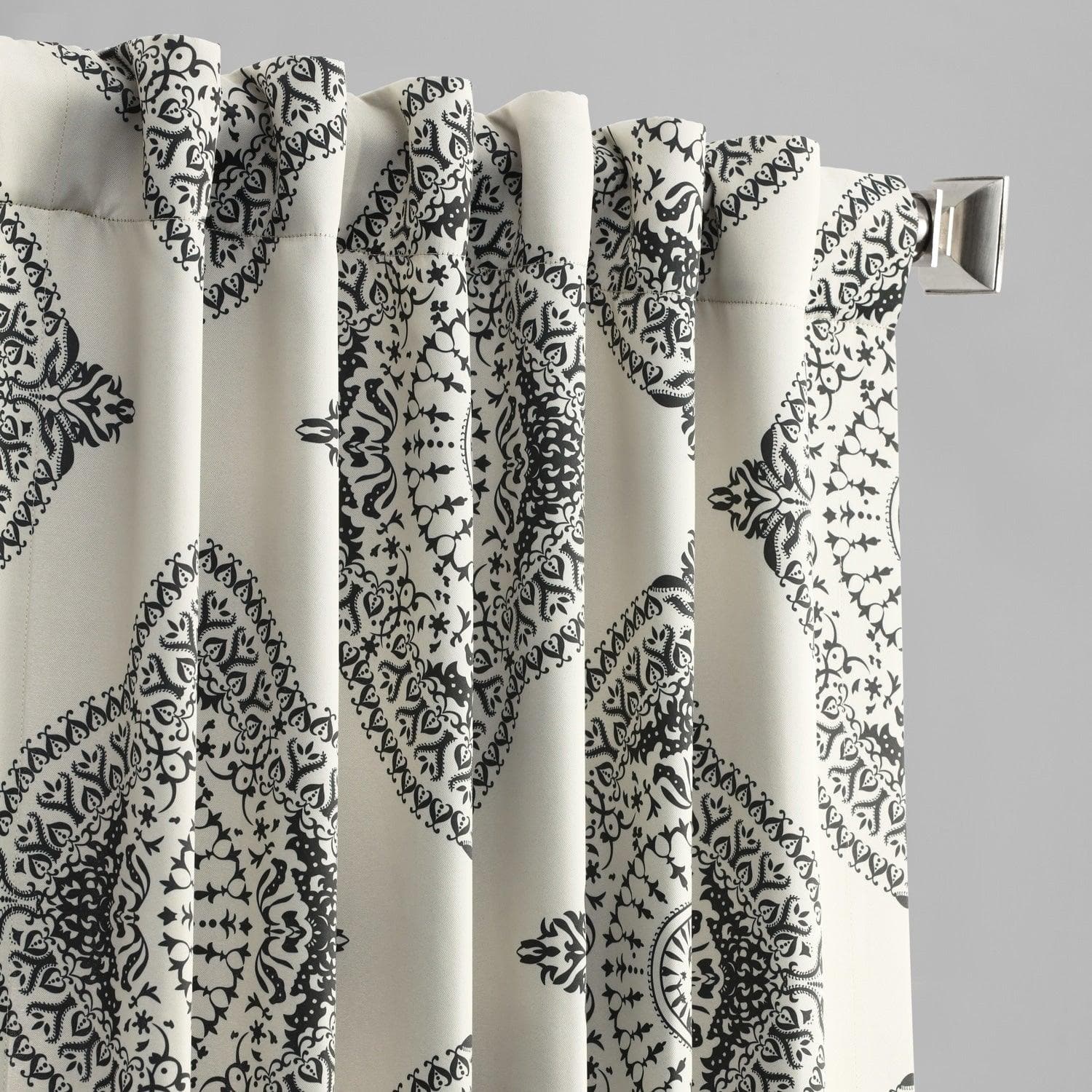 Black Henna Embroidered Room Darkening Curtains - Thermal Insulated Window Drapes for Bedroom, Living Room & Nursery (Set of 2 Panels) | Blocks Sunlight & UV Rays for Better Sleep & Privacy