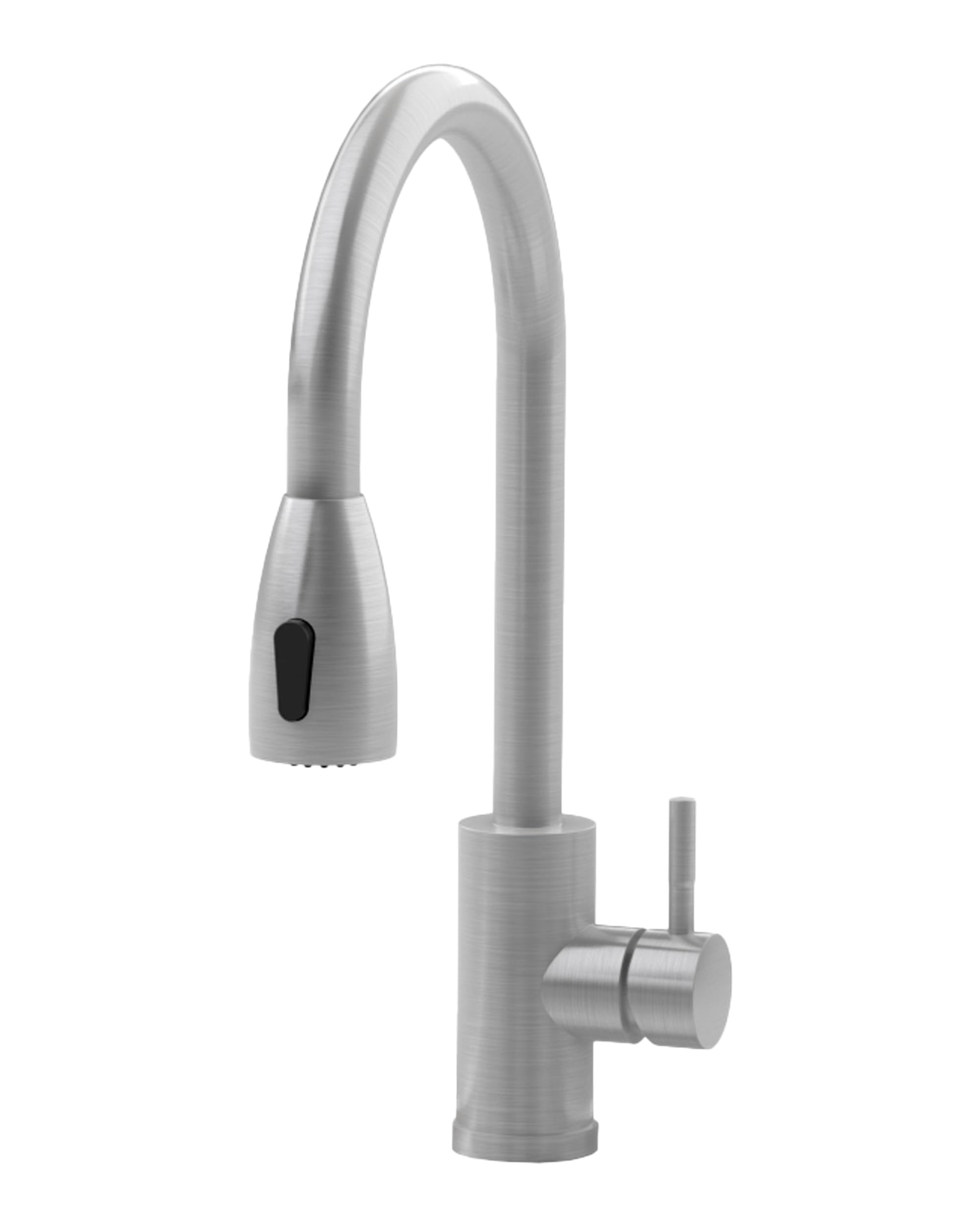 Stainless Steel Gooseneck Utility Sink Faucet with Pull Down Sprayer - 2.2 GPM High Flow, K-35 Washerless Ceramic Cartridge, Flexible Supply Line - Perfect for Laundry Room, Garage, Workshop & Outdoor Cleaning