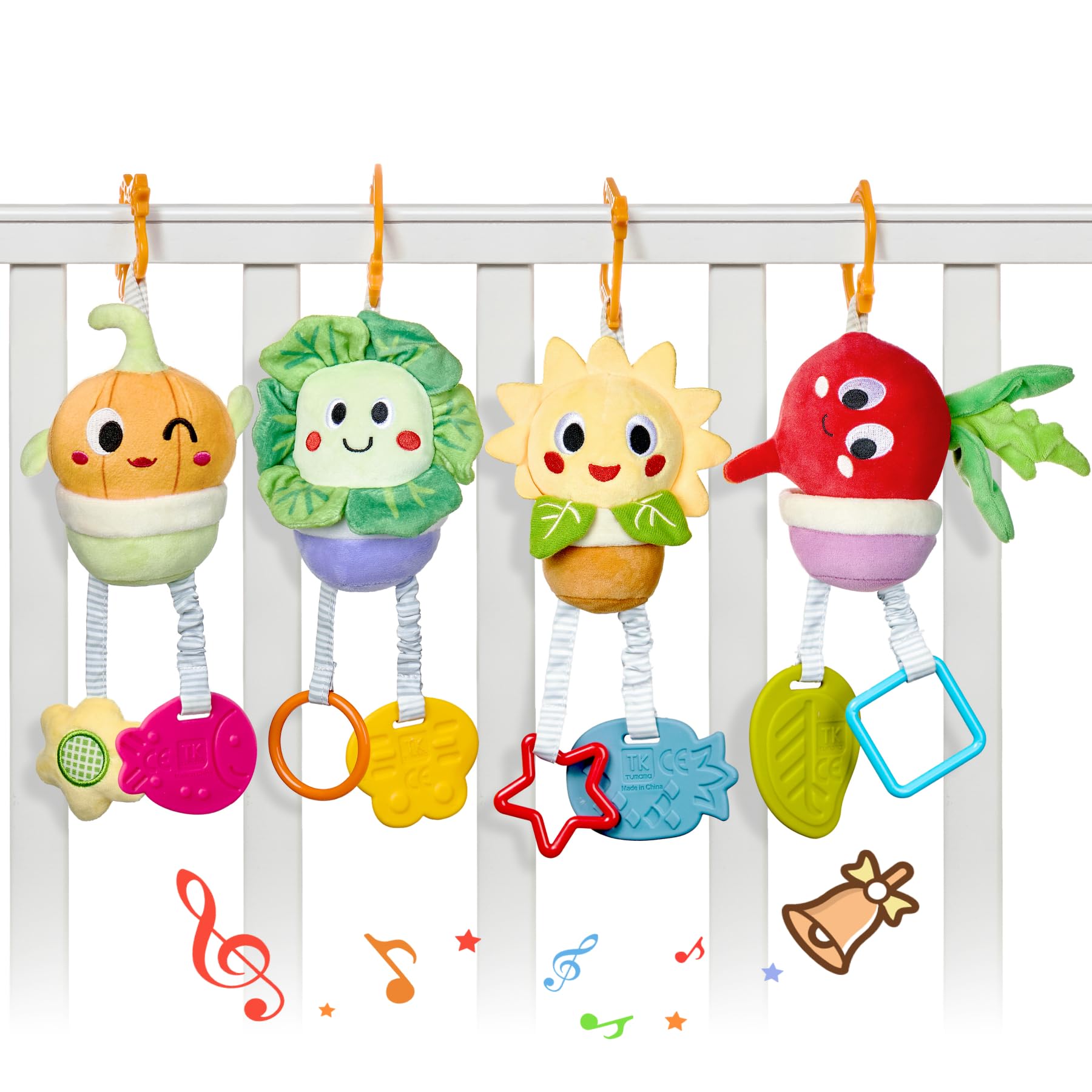 TUMAMA Baby Toys 0-12 Months - Soft Hanging Stroller & Crib Toys with Teether, Rattles & Crinkle Sounds - Sensory Developmental Toys for Newborns & Infants - Perfect for Car Seat, Stroller & Nursery Playtime