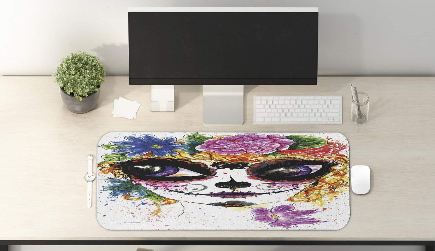 Ambesonne Sugar Skull Mexican Art Mouse Pad - 31