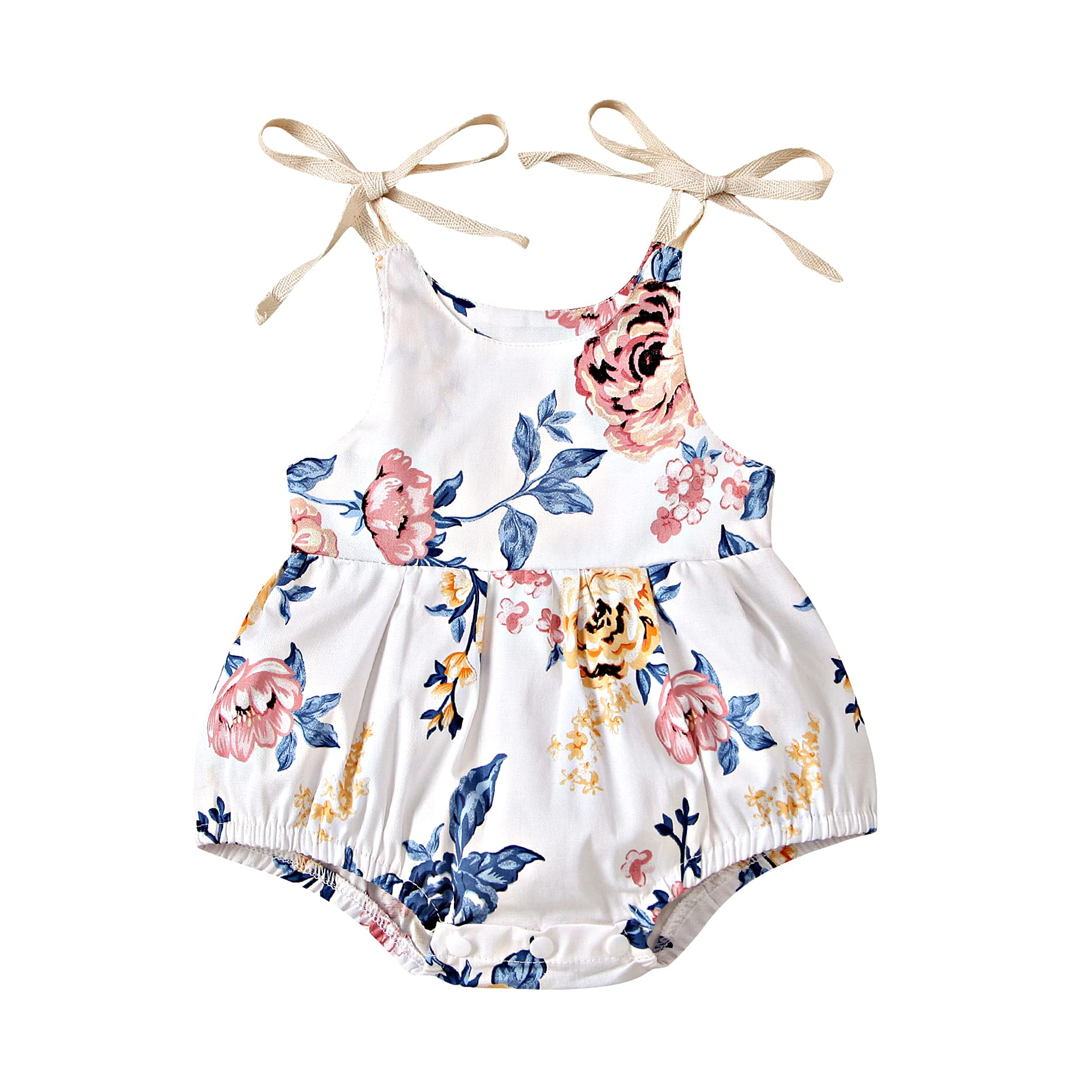 Dinosaur Rainbow Baby Girl Romper Jumpsuit - Sleeveless Ruffle Backless Bodysuit for Newborn Summer Outfits | Perfect for Playdates, Beach Trips & Photo Shoots