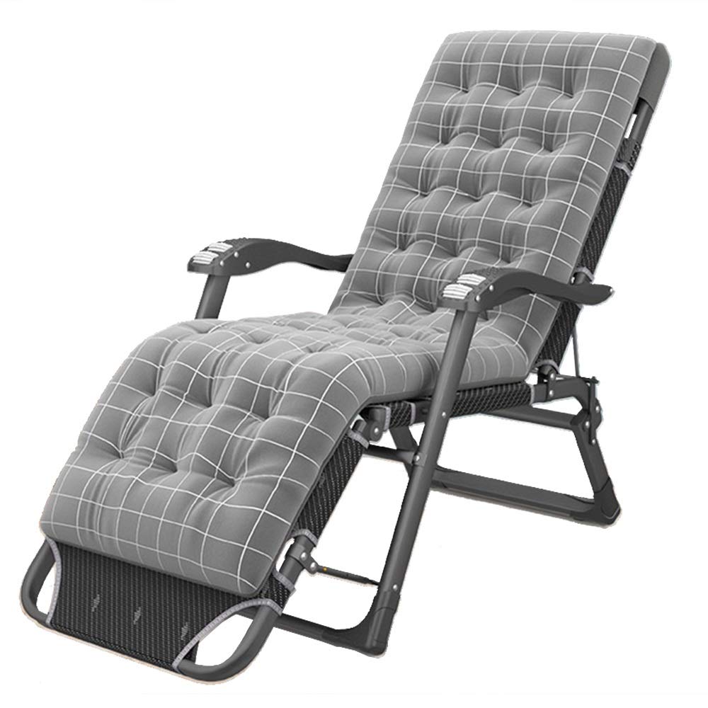 Foldable Patio Lounge Chair with Removable Cotton Pad - Multi-Function Reclining Beach Chair for Adults, Portable Outdoor Nap Bed & Relaxation - Perfect for Backyard, Beach, Poolside & Lunch Breaks (Grey)