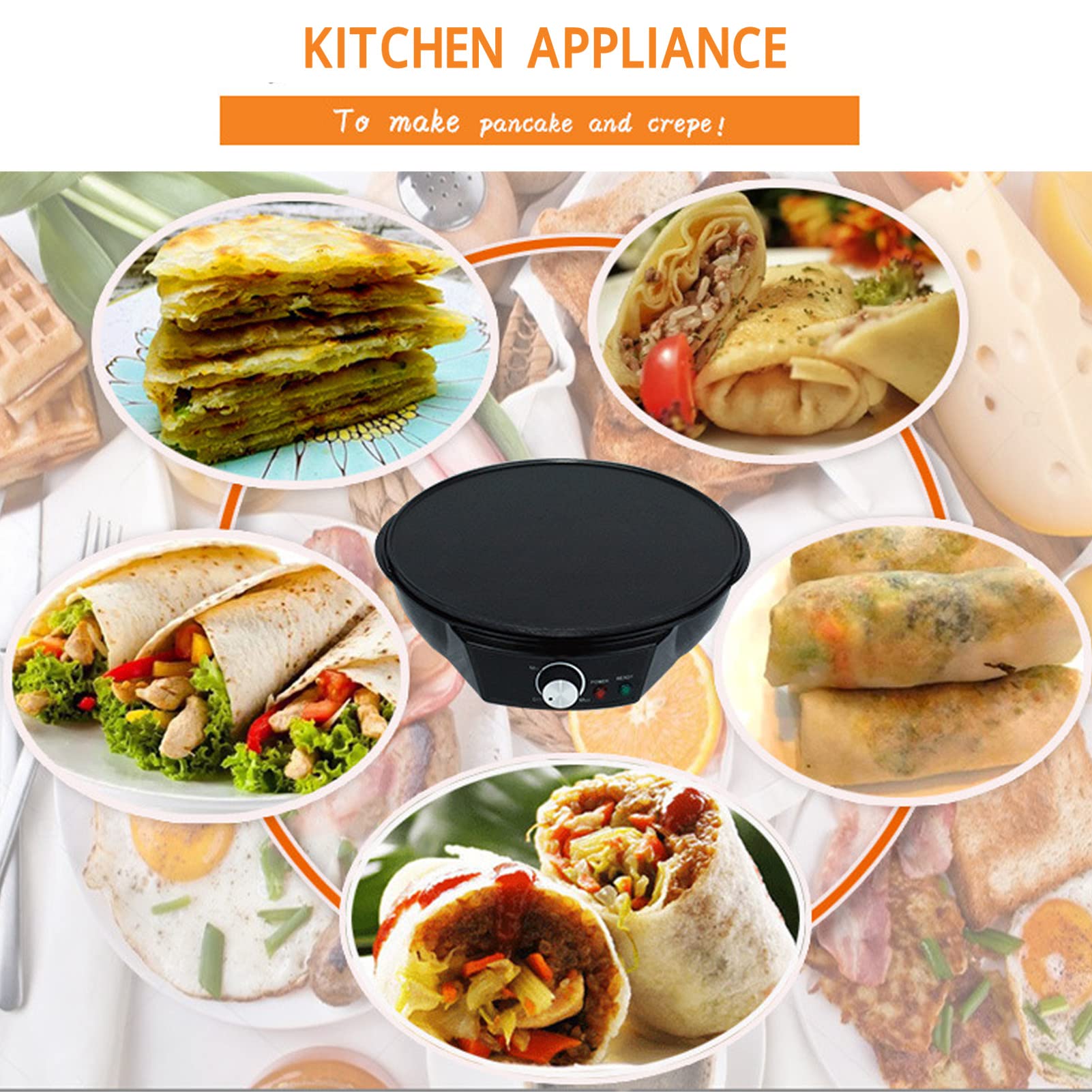 Electric Pancake Griddle & Crepe Maker - Dual Use for Blintzes, Eggs & Pancakes - Portable with Adjustable Temperature - Perfect for Summer Breakfasts, Fresh Fruit Toppings & Family Brunch Gatherings