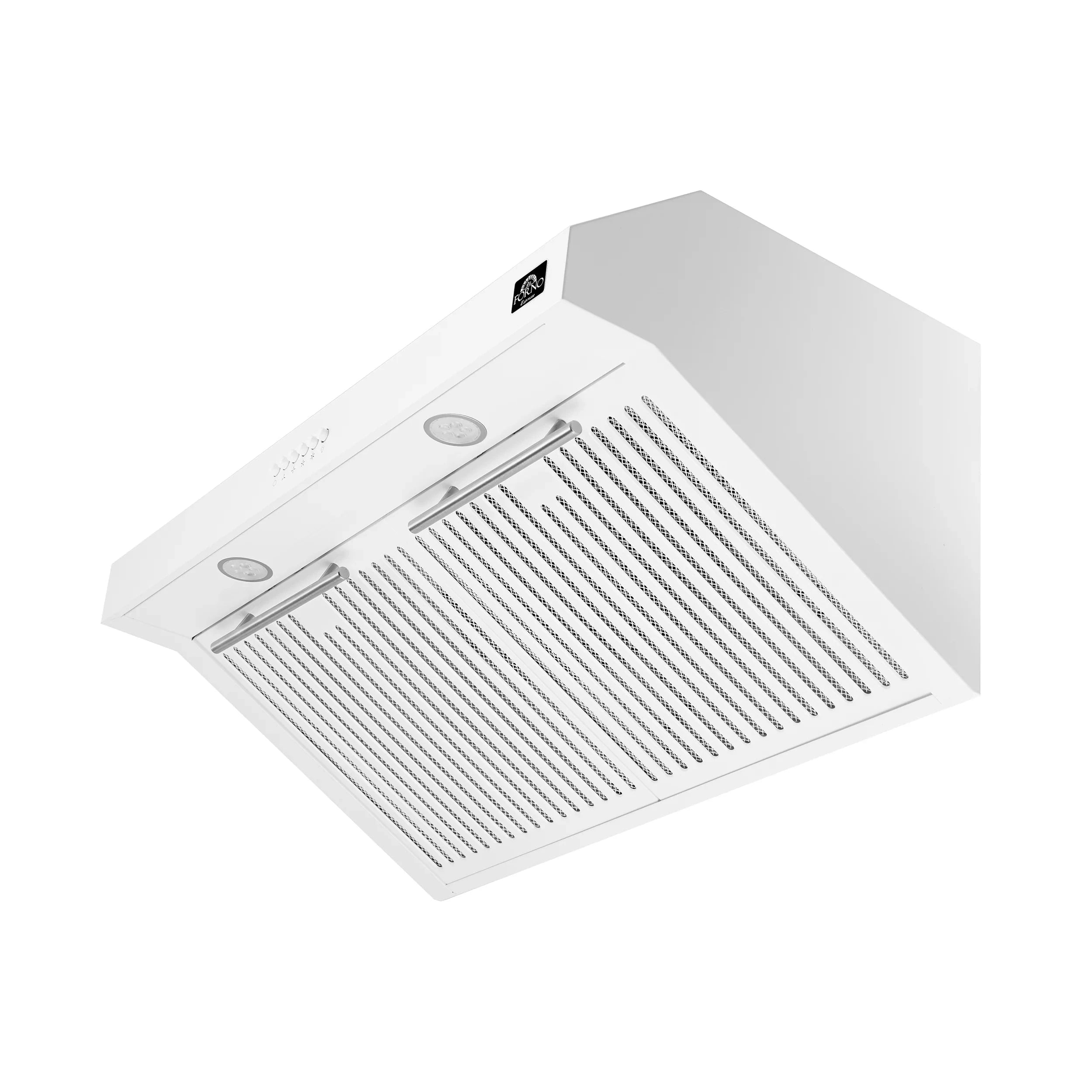 Forno Espresso 30-inch Electric Range and Range Hood Combo in White with Silver Handles - FBDL00203US - Perfect for Modern Kitchens, Home Renovations & Small Restaurant Spaces