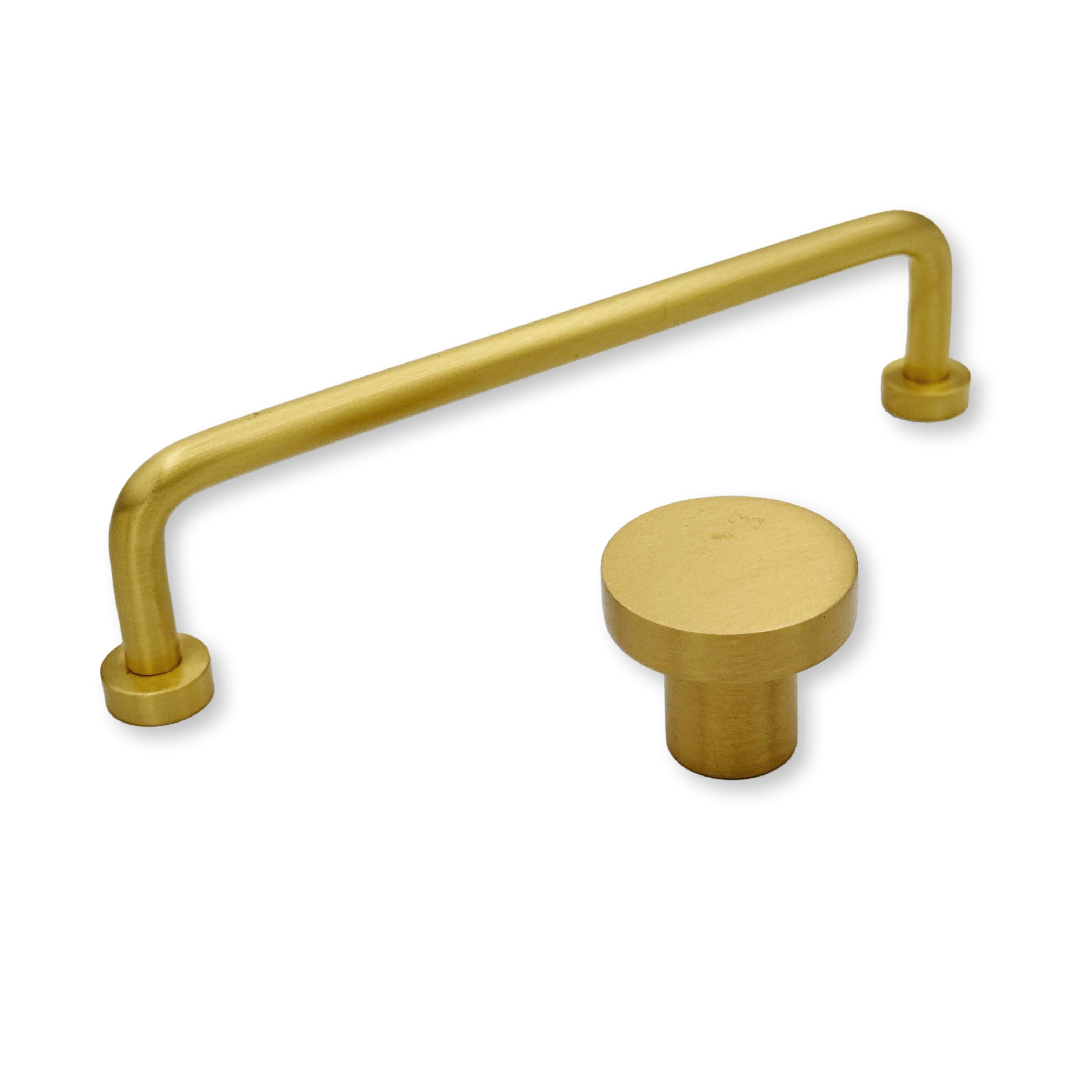 Vintage Brushed Brass Cabinet Knobs & Drawer Pulls - Elegant Hardware for Kitchen, Bathroom & Furniture (Set of 10) - Perfect for Modern Farmhouse, Industrial & Shabby Chic Home Decor