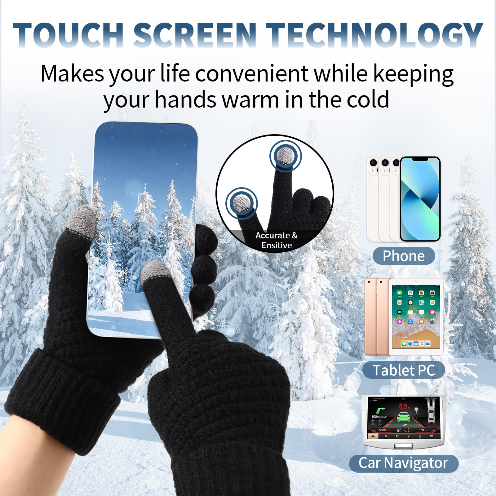 Premillow Women's Winter Touchscreen Gloves - Warm Knit Gloves with Elastic Cuff for Cold Weather - Perfect for Driving, Skiing & Outdoor Activities