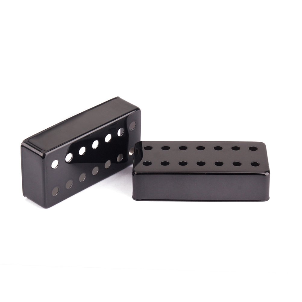WINOMO 2 Pack Humbucker Pickup Cover Set - Black 14 Hole Design for 7 String Electric Guitar (Stratocaster Style) - Perfect for Metal/Rock Performances & Studio Recording