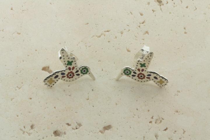 Vibrant Multi-Color Enamel Hummingbird Stud Earrings - Perfect for Boho Fashion, Summer Outfits & Gift Giving