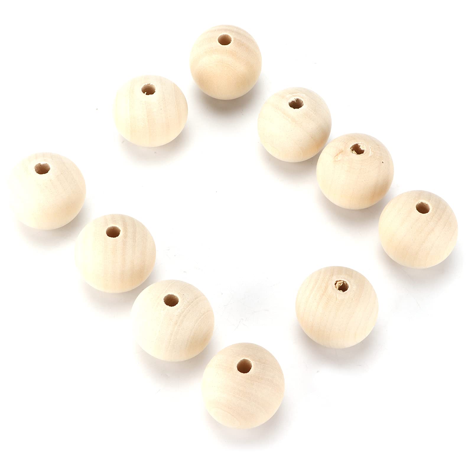Natural Wood Beads for DIY Crafts - 100pcs Unfinished Wooden Beads with Hole for Jewelry Making, Home Decor, Gift Wrapping & Scrapbooking - Perfect for Necklaces, Bracelets and Creative Projects
