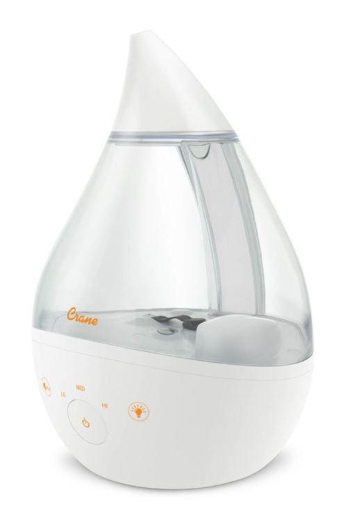 4-in-1 Crane Drop Top Fill Humidifier with Sound Machine - Clear/White - Perfect for Baby Nurseries, Bedrooms & Offices