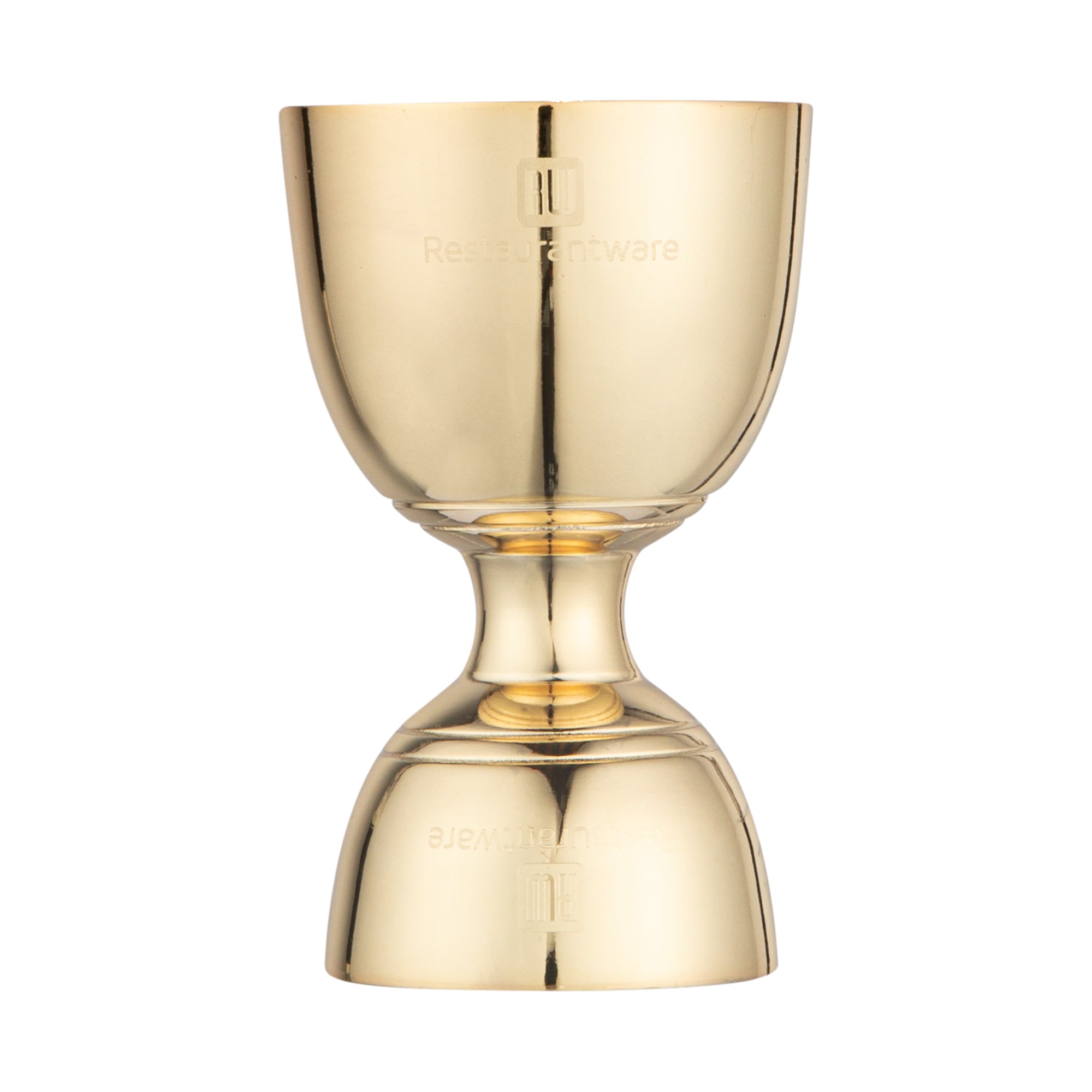 1 oz & 2 oz Gold Plated Stainless Steel Cocktail Jigger - Professional Bar Measuring Tool for Mixing Negroni, Martini & Cocktails - Perfect for Home Bars & Bartenders