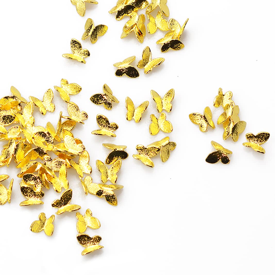 3D Gold Butterfly Nail Charms - 400Pcs Glitter Sequin for Nail Art