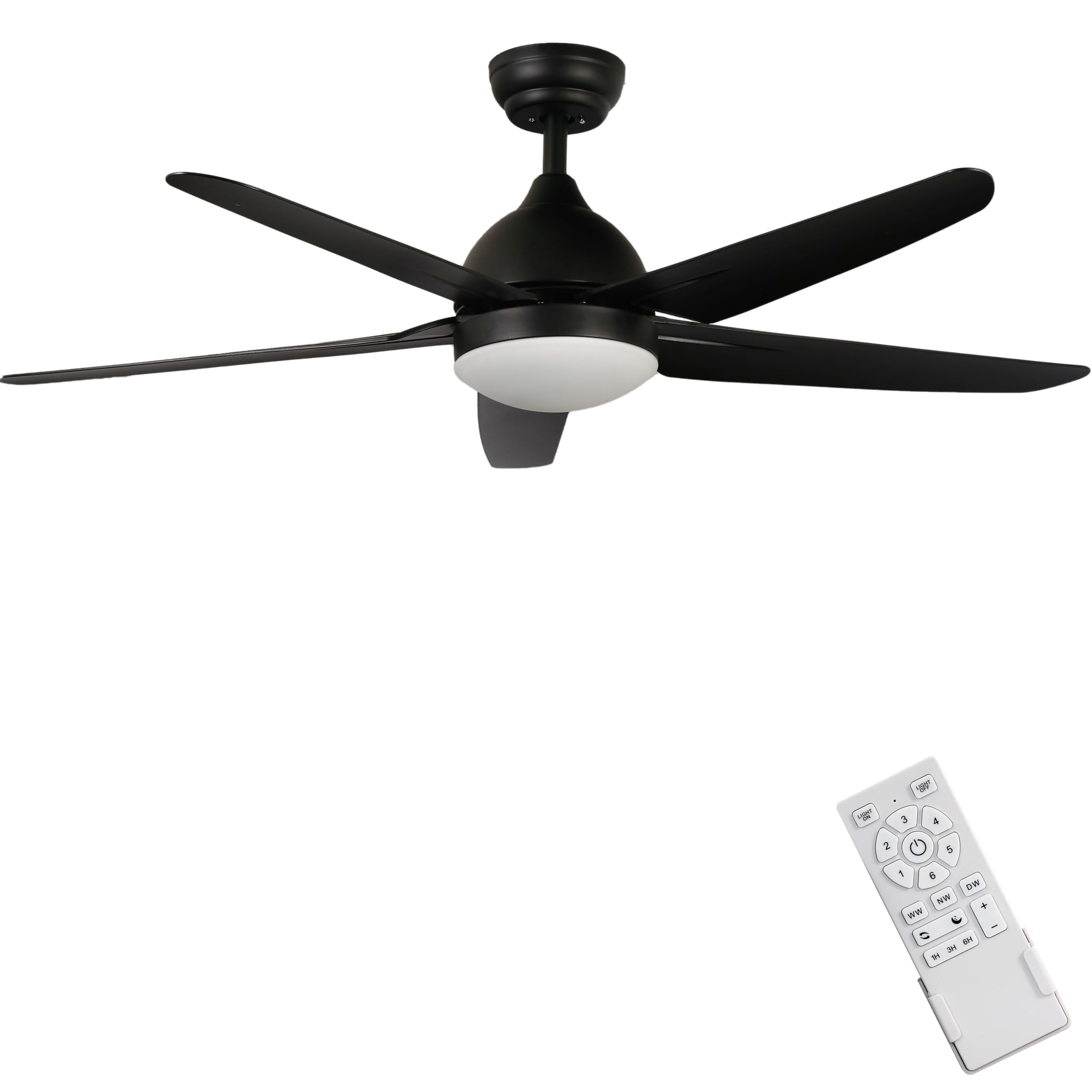 FINXIN 52 Inch Smart Ceiling Fan with LED Light - Remote Control, 3/5 Blades, Quiet DC Motor - Perfect for Bedroom, Living Room & Dining Room - Modern Black Finish for Home & Office Cooling