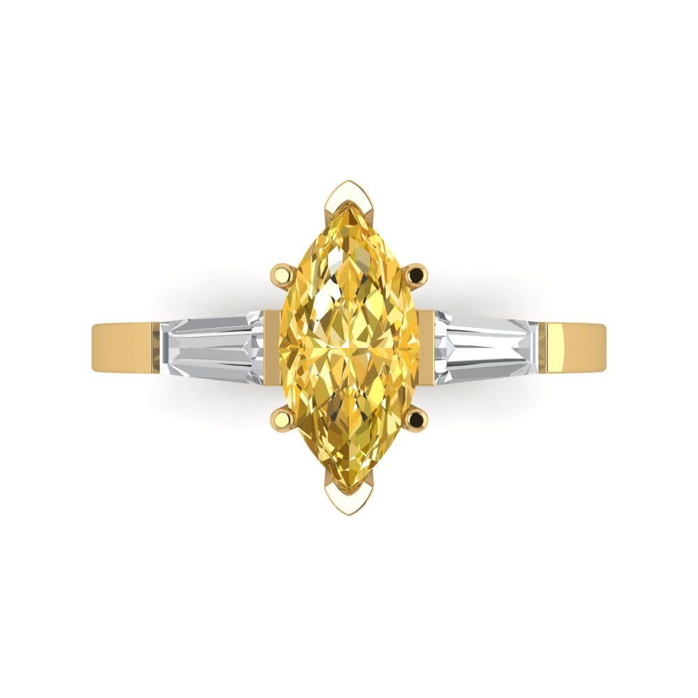 Clara Pucci 2ct Marquise 3-Stone Simulated Diamond Ring - 18K Gold for Engagement & Anniversary