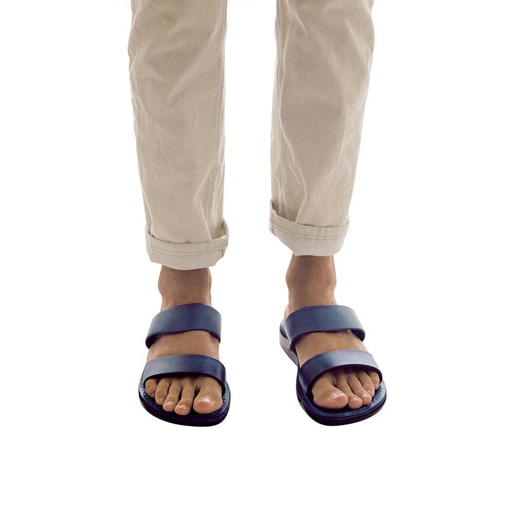 Aviv Men's Leather Double Strap Sandals - Comfortable & Stylish Casual Footwear for Summer, Beach, and Outdoor Activities