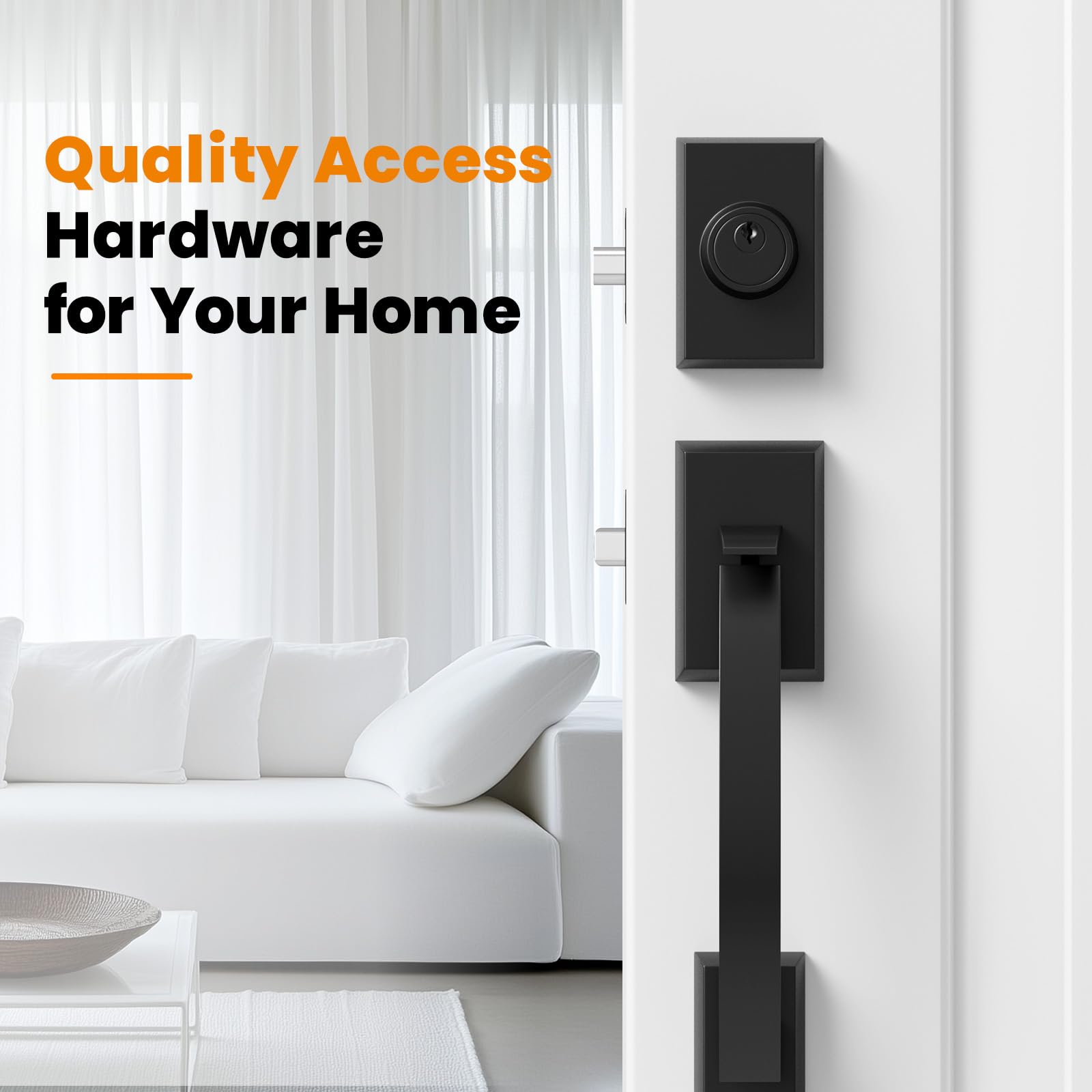 Matte Black Front Door Handle & Deadbolt Set - Reversible for All Doors - Secure Entry & Stylish Home Upgrade