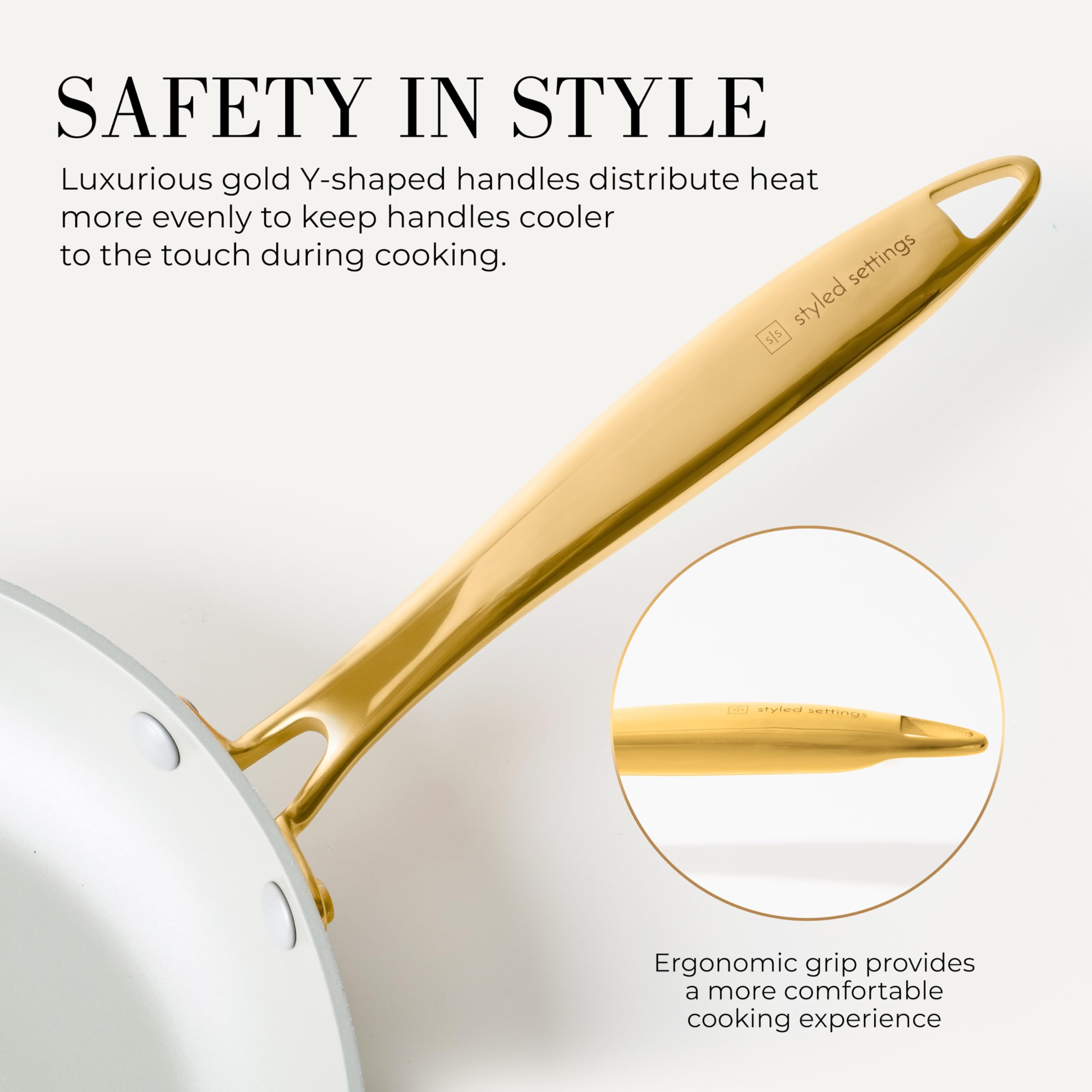 Premium 15-Piece White & Gold Nonstick Cookware Set - Heavy Gauge, PFOA-Free, Oven & Dishwasher Safe, Induction Compatible Pots & Pans for Modern Kitchens - Ideal for Cooking, Baking & Entertaining