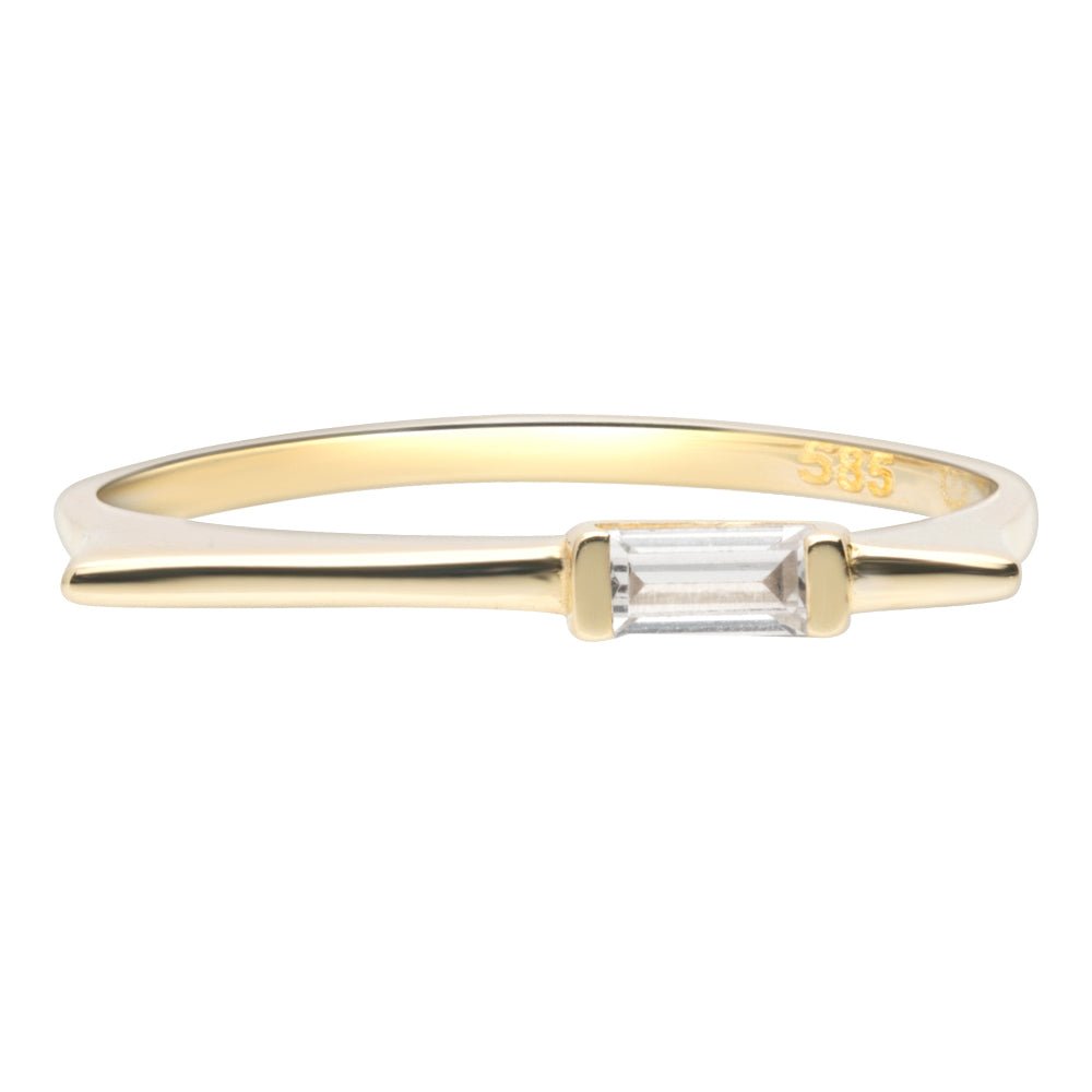 14K Solid Yellow Gold Sapphire Baguette Signet Ring for Women - Elegant Jewelry Gift for Birthday, Anniversary & Special Occasions