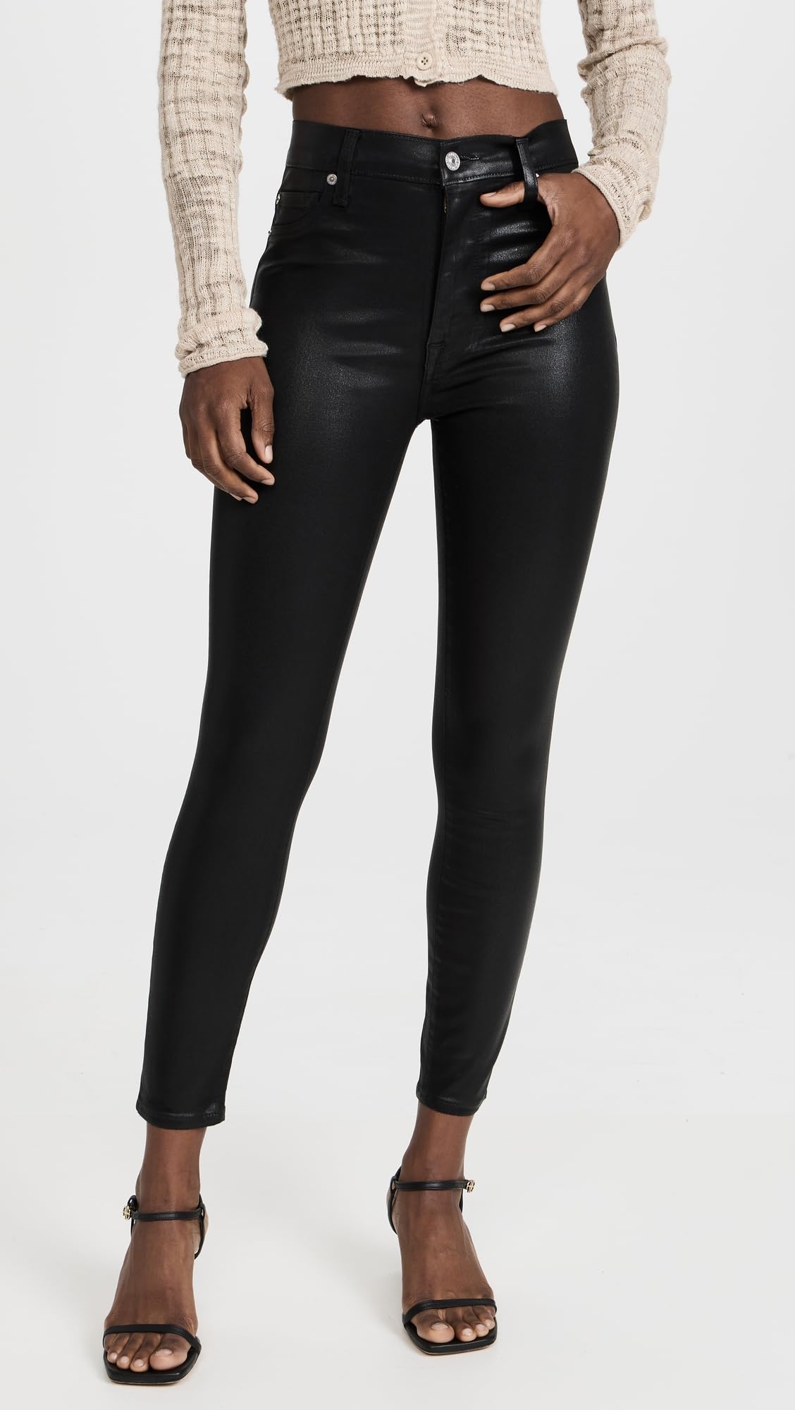 7 For All Mankind Women's High Waist Skinny Jeans - Slim Fit Ankle Length Denim Pants for Casual Wear & Night Out