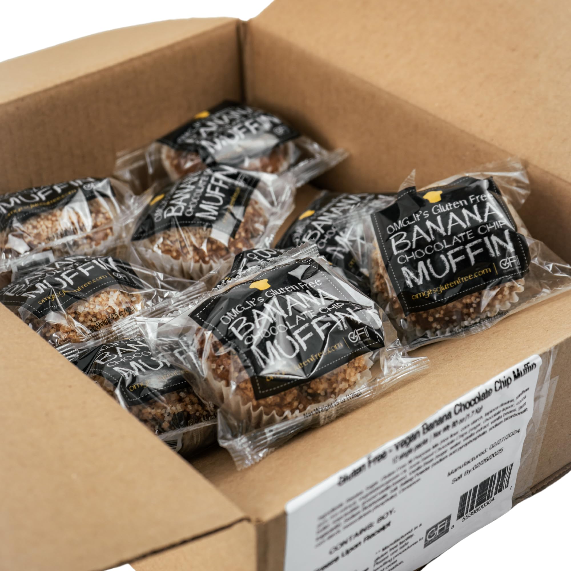 Gluten Free Banana Chocolate Chip Muffins - Vegan, Dairy-Free, Individually Wrapped Snacks (5 oz, Pack of 12) | Perfect for School Lunches, Office Snacks & On-the-Go Breakfast