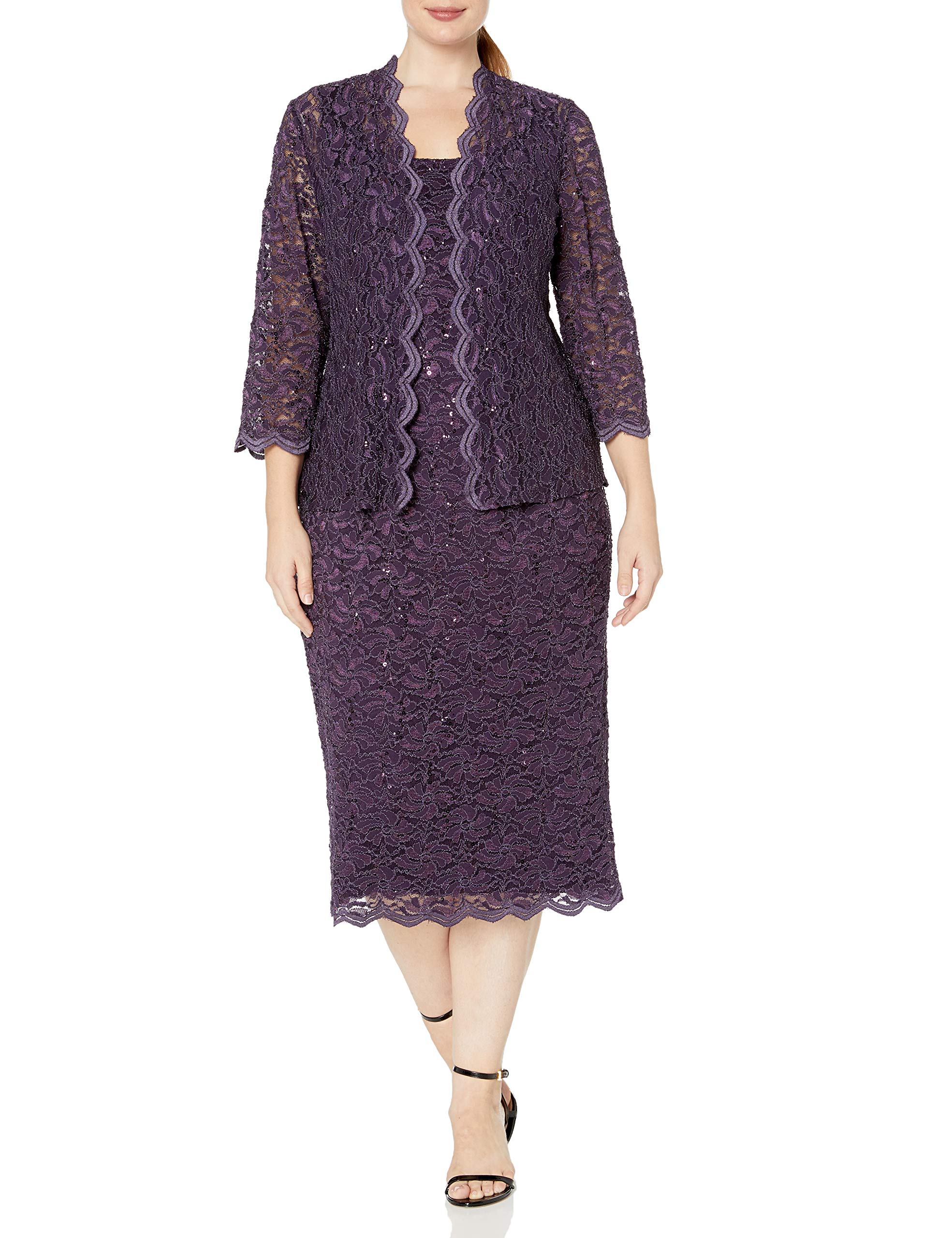 Alex Evenings Women's Plus Size Lace Jacket Dress - Elegant Formal Wear for Weddings, Parties & Special Occasions