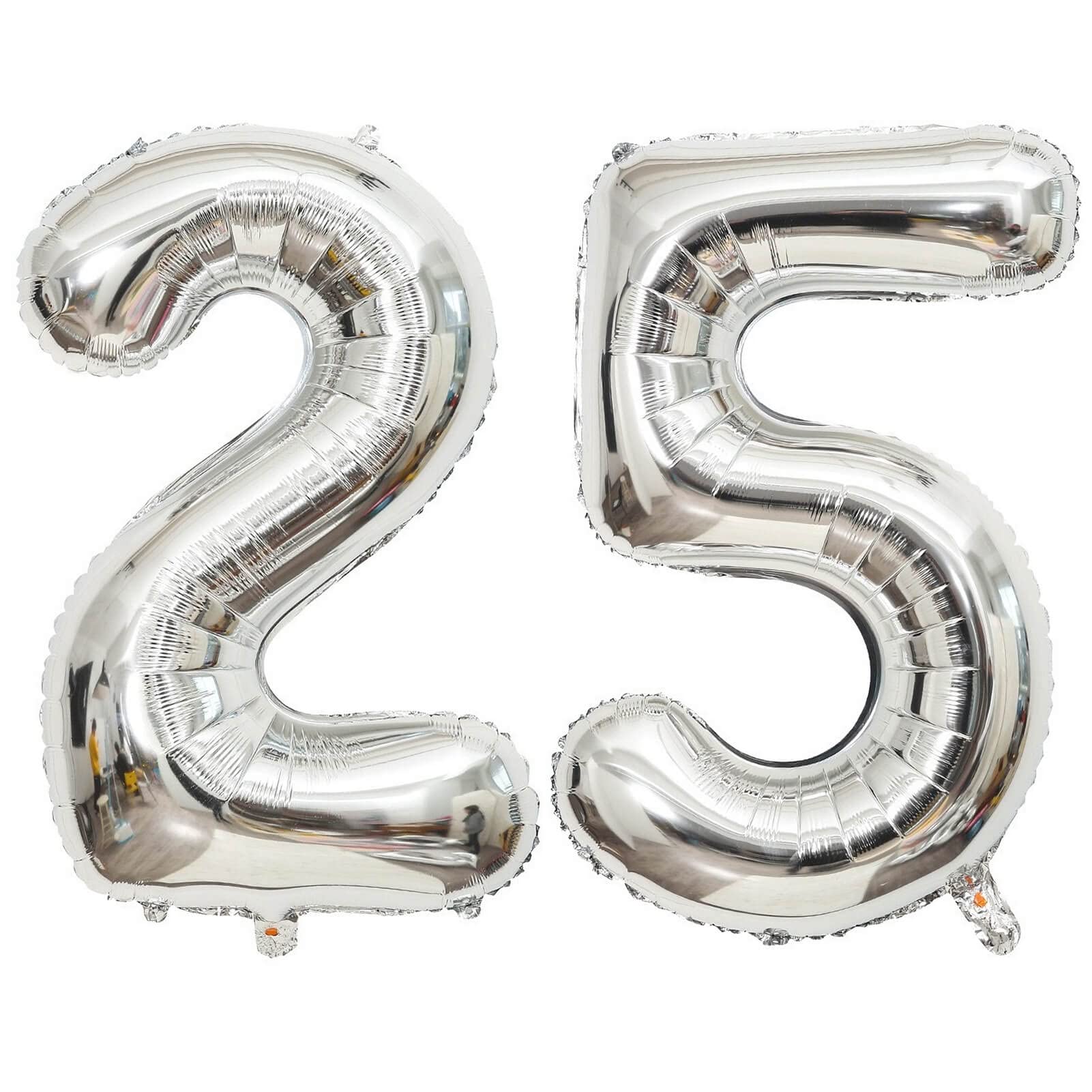 40 Inch Silver 25 Number Balloons - Giant Jumbo Foil Mylar Helium Balloons for Birthday Party Decorations - Perfect for 25th Anniversary, Graduation, Gender Reveal & Special Events