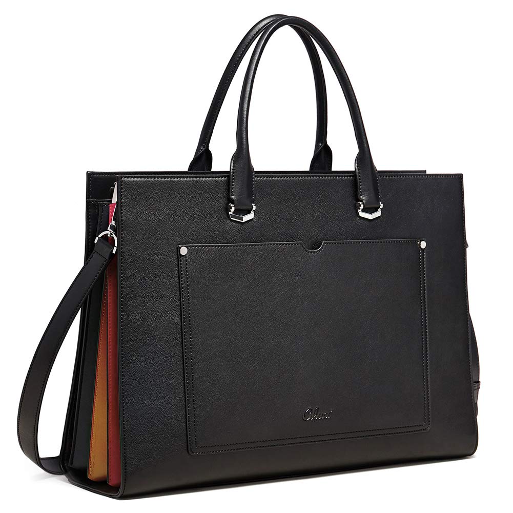 CLUCI Vegan Leather Briefcase for Women - 15.6 Inch Laptop Bag with Large Pockets, Professional Business Shoulder Bag for Office, Work, Travel & Commuting