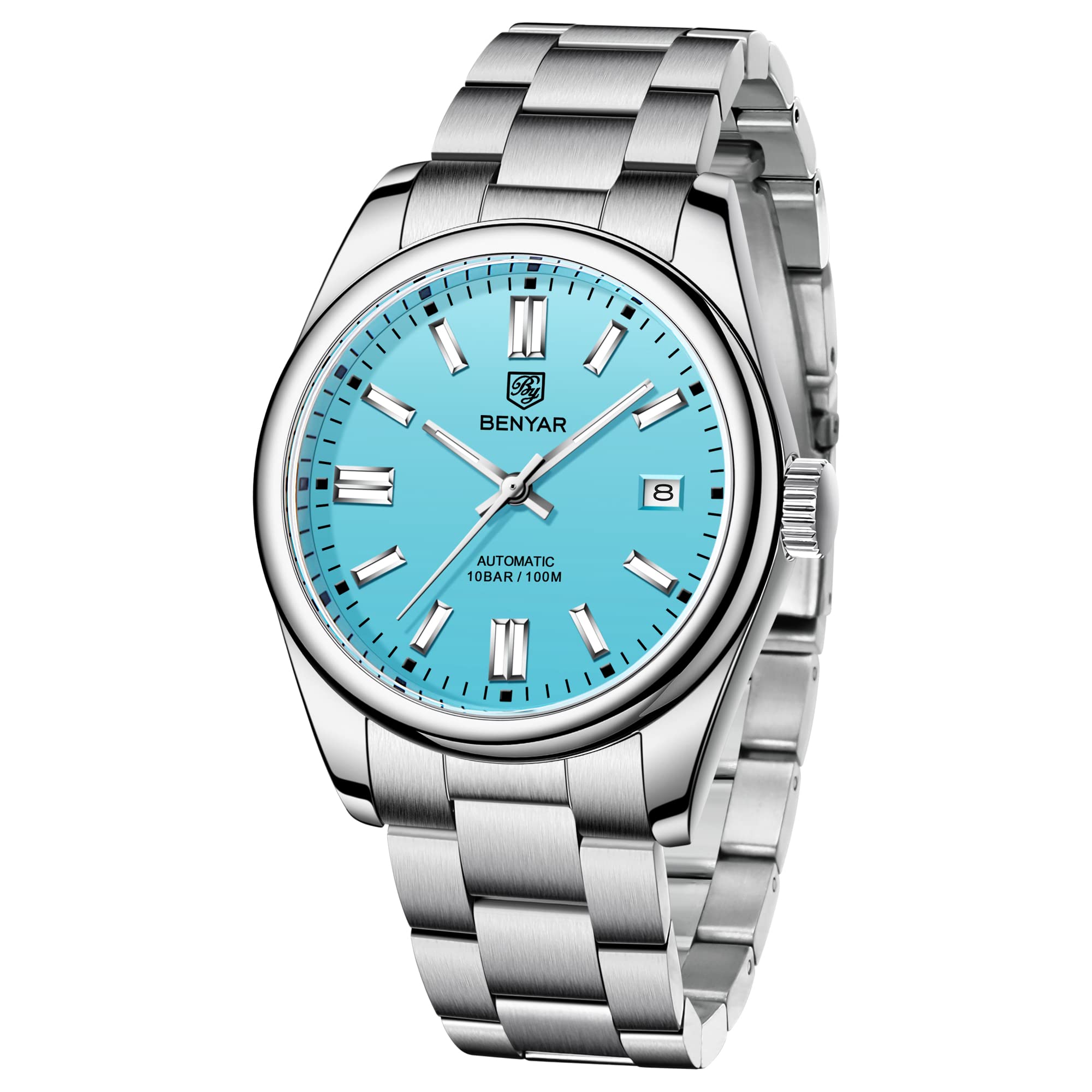 BENYAR Classic Men's Automatic Mechanical Watch - Stainless Steel Strap, Waterproof, Luminous - Business & Sports Wristwatch for Office, Formal Events & Outdoor Activities