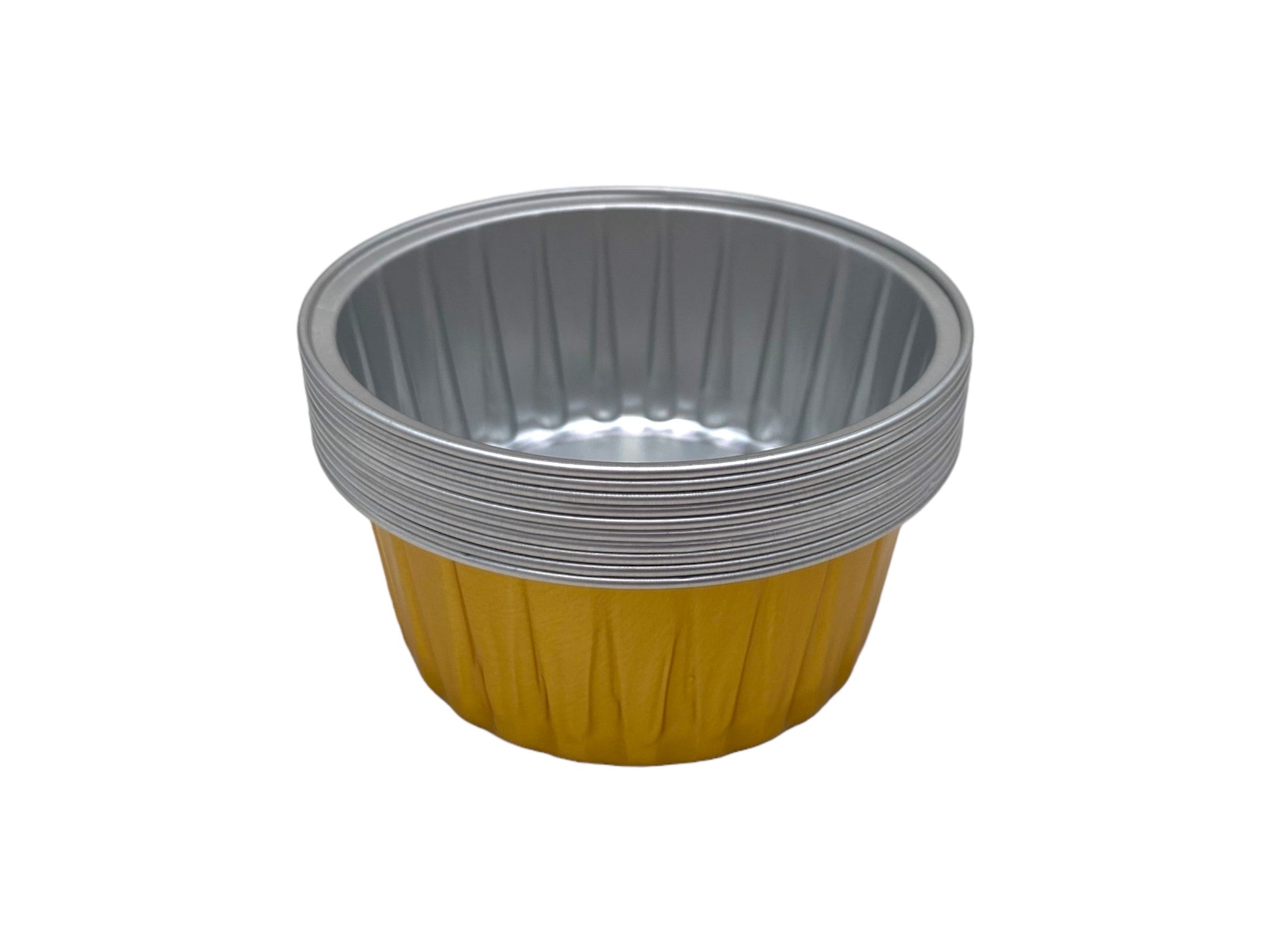 3.25x1.5 Inch Gold Foil Baking Pans - 10 Count Pack - Perfect for Cupcakes, Muffins, and Mini Desserts