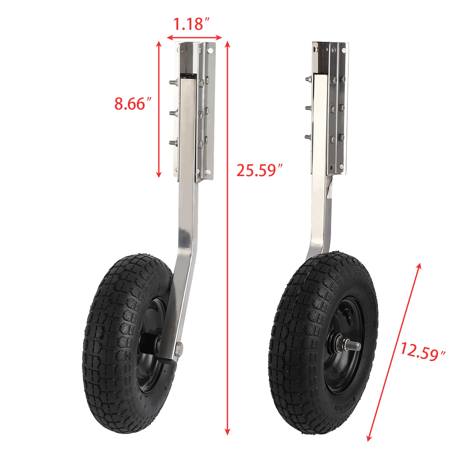 **PioneerWorks 12 Inch Boat Transom Launching Wheels - Heavy Duty 600 LBS Capacity for Inflatable & Aluminum Boats (2-Pack) - Perfect for Easy Boat Launching & Retrieval at Ramps, Docks & Shorelines**