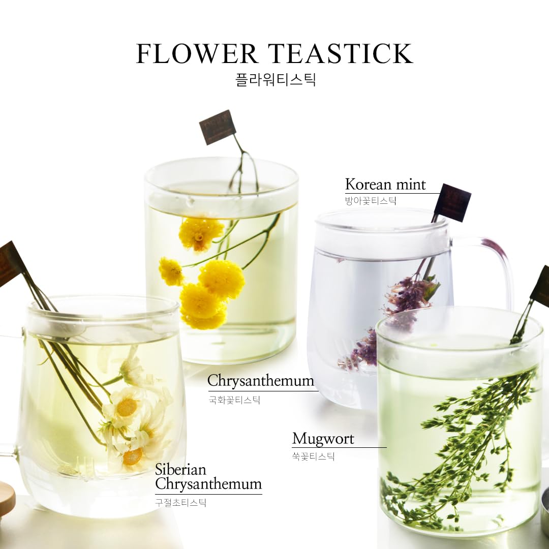 Premium Korean Flower Tea Gift Set - KKOKDAM Blooming Tea Sticks Variety Pack (Loose Leaf Herbal Tea) - Perfect for Relaxation, Gifts & Special Occasions