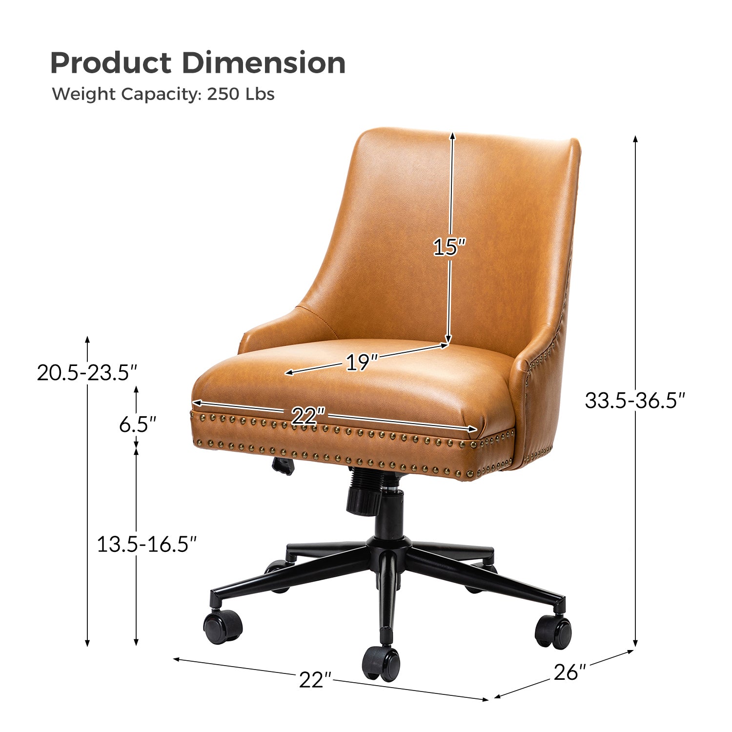 Juniper Vegan Leather Office Chair - Ergonomic Executive Desk Chair for Home & Office - Eco-Friendly PU Leather, Adjustable Height, Comfortable Seating for Long Hours