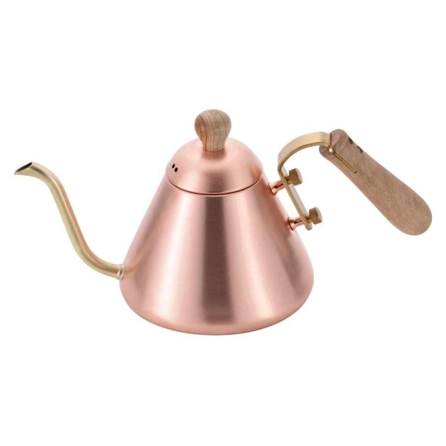 Premium Chitose Copper Gooseneck Kettle with Ergonomic Wooden Handle - 0.9L (30oz) Capacity - Perfect for Pour Over Coffee, Tea Brewing & Home Barista Use