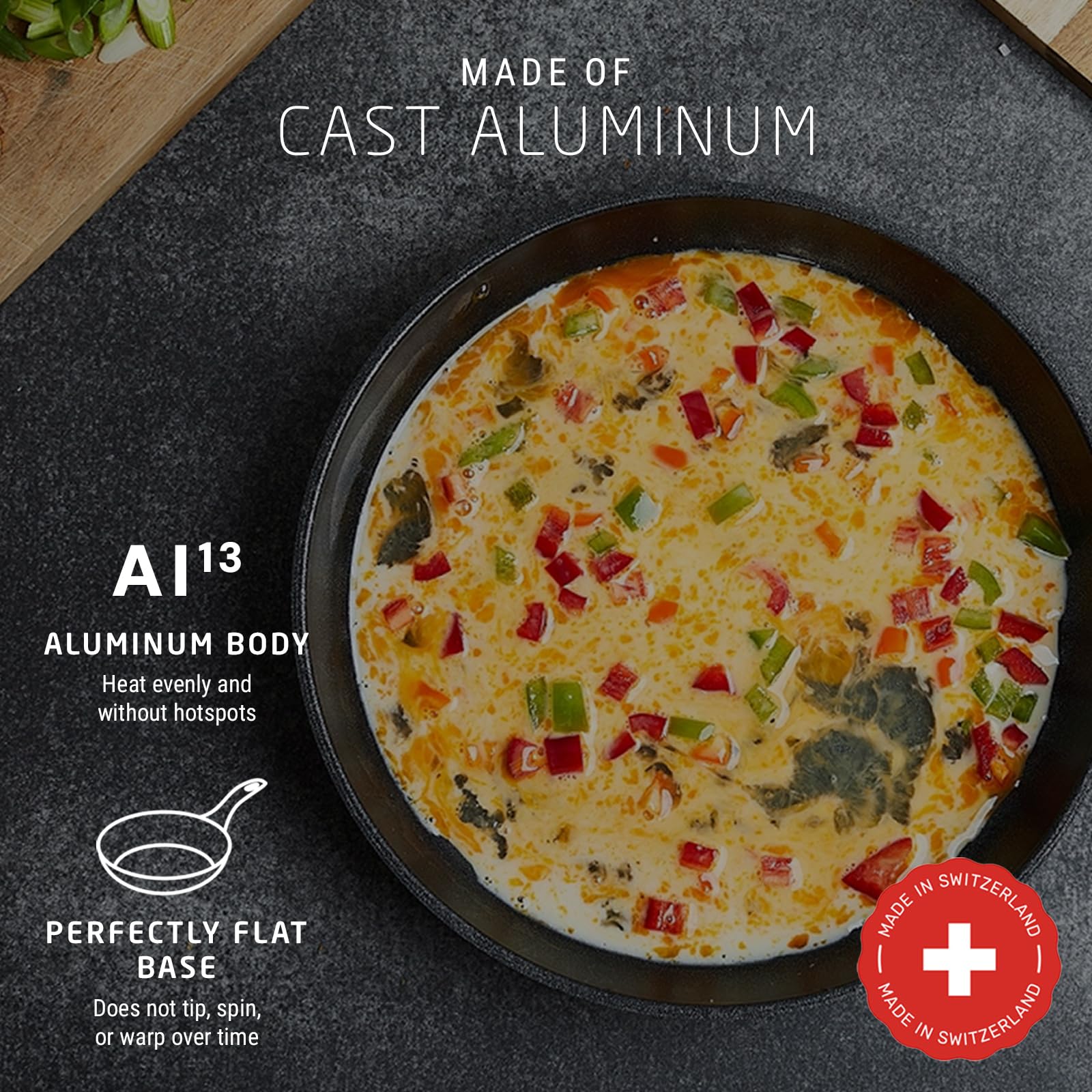 Premium Swiss Diamond Nonstick Saute Pan with Lid - 9.5 Inch, 3.2 Quart - Diamond Coated Aluminum Deep Frying Pan with Stainless Steel Handle - Dishwasher & Oven Safe Up to 500°F - Perfect for Searing, Sauteing & Simmering - Ideal for Home Chefs & Professional Kitchens