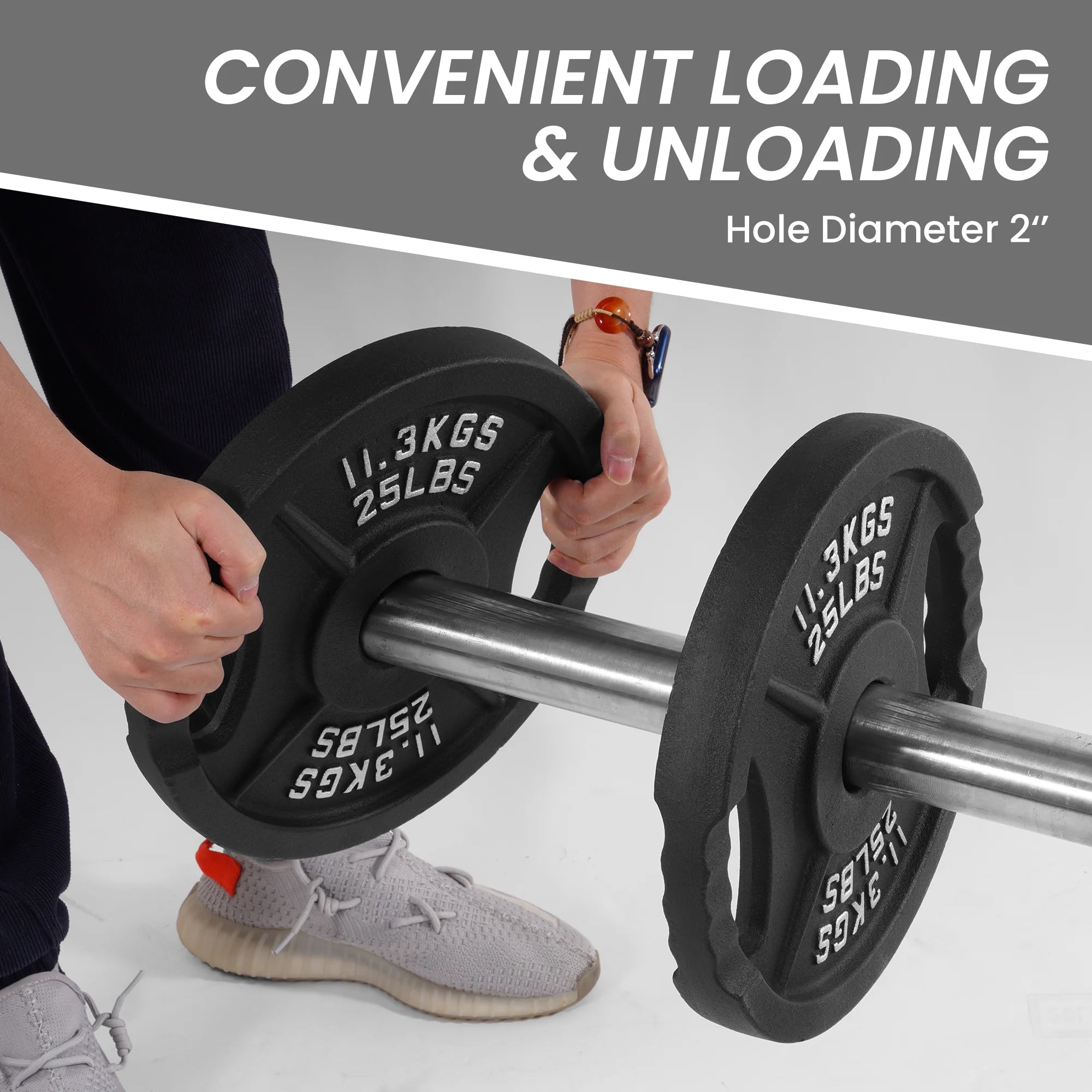 BalanceFrom Cast Iron Olympic Weight Plate Set - 2.5lb, 5lb, 10lb & 25lb Pairs for Home Gym Strength Training & Weightlifting Workouts