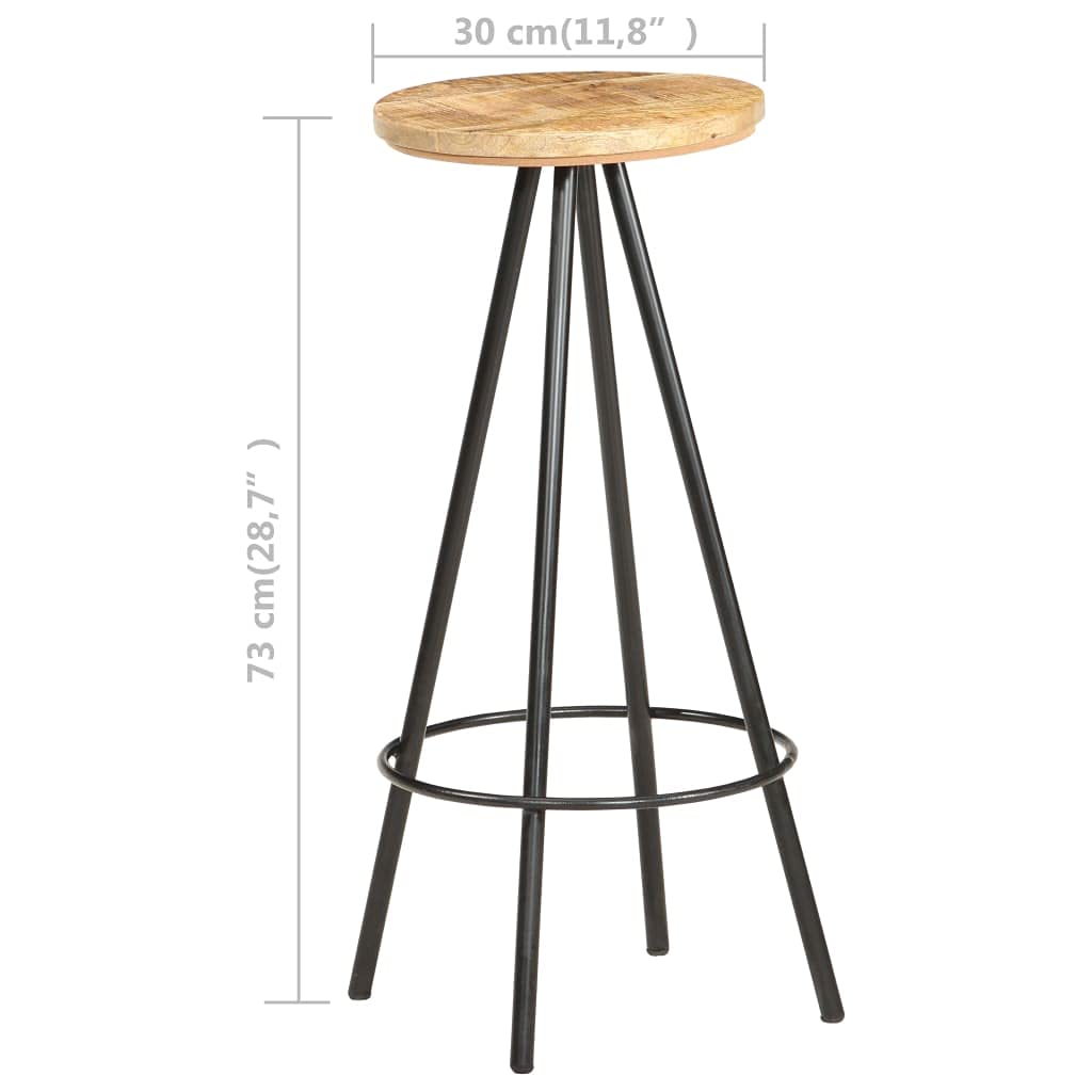 2-Pack Solid Rough Mango Wood Bar Stools - Rustic Kitchen Counter, Pub & Dining Room Chairs for Indoor Use - Perfect for Breakfast Nook, Home Bar & Restaurant Seating
