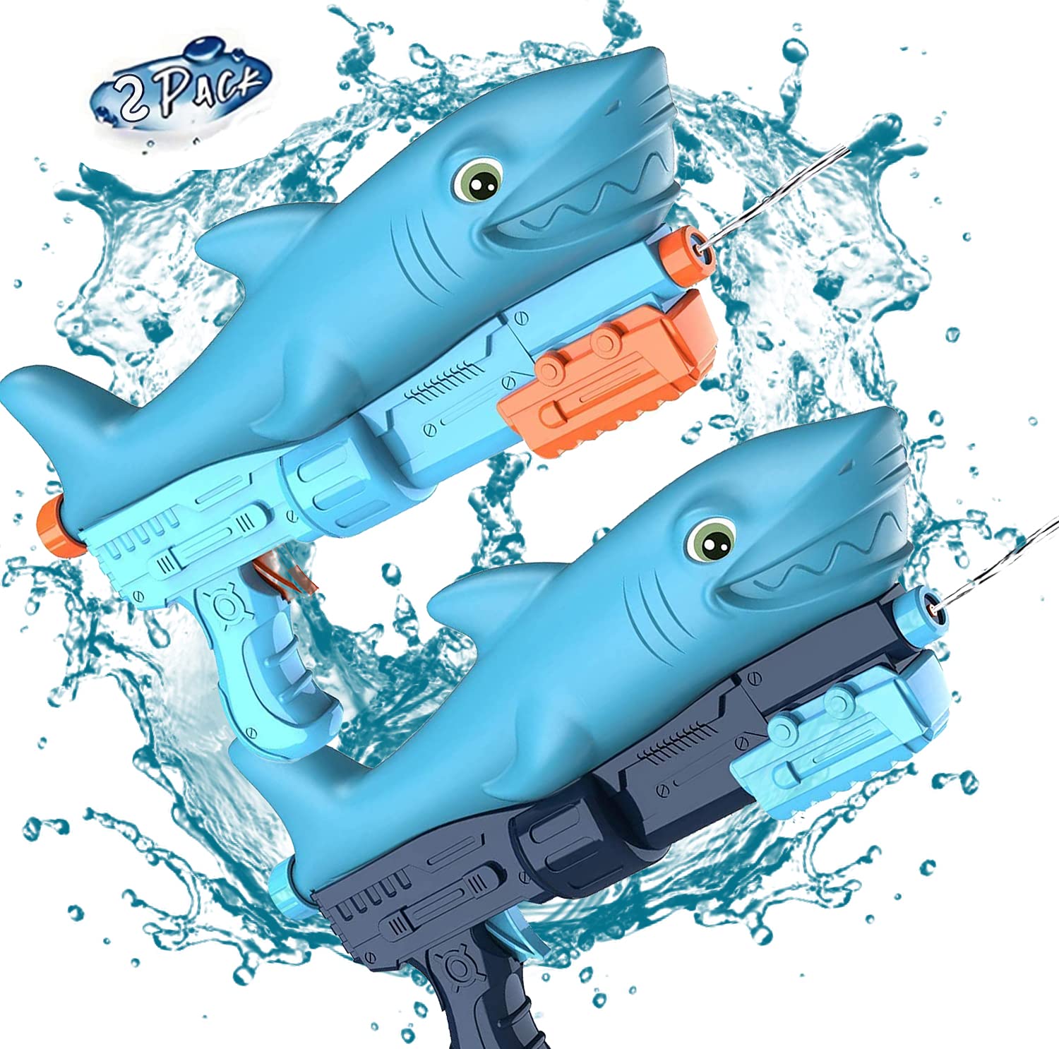 Best Water Guns for Kids - Super Soaker Shark Blaster 800CC Squirt Gun Set (2 Pack) | Outdoor Water Toys for Summer, Swimming Pool, Beach & Backyard Water Battles