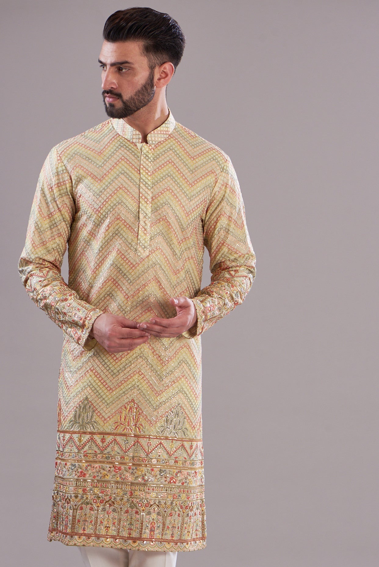Elegant Pink Beige Royal Embroidered Kurta for Women - Perfect for Festivals, Weddings & Special Occasions