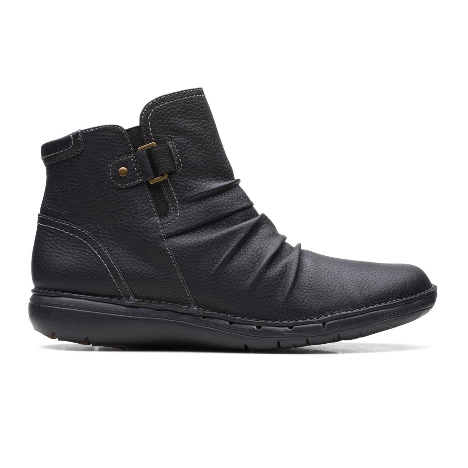 Clarks Women's Un Loop Top Ankle Boots - Genuine Black Leather Booties for Casual Wear & Office Outfits