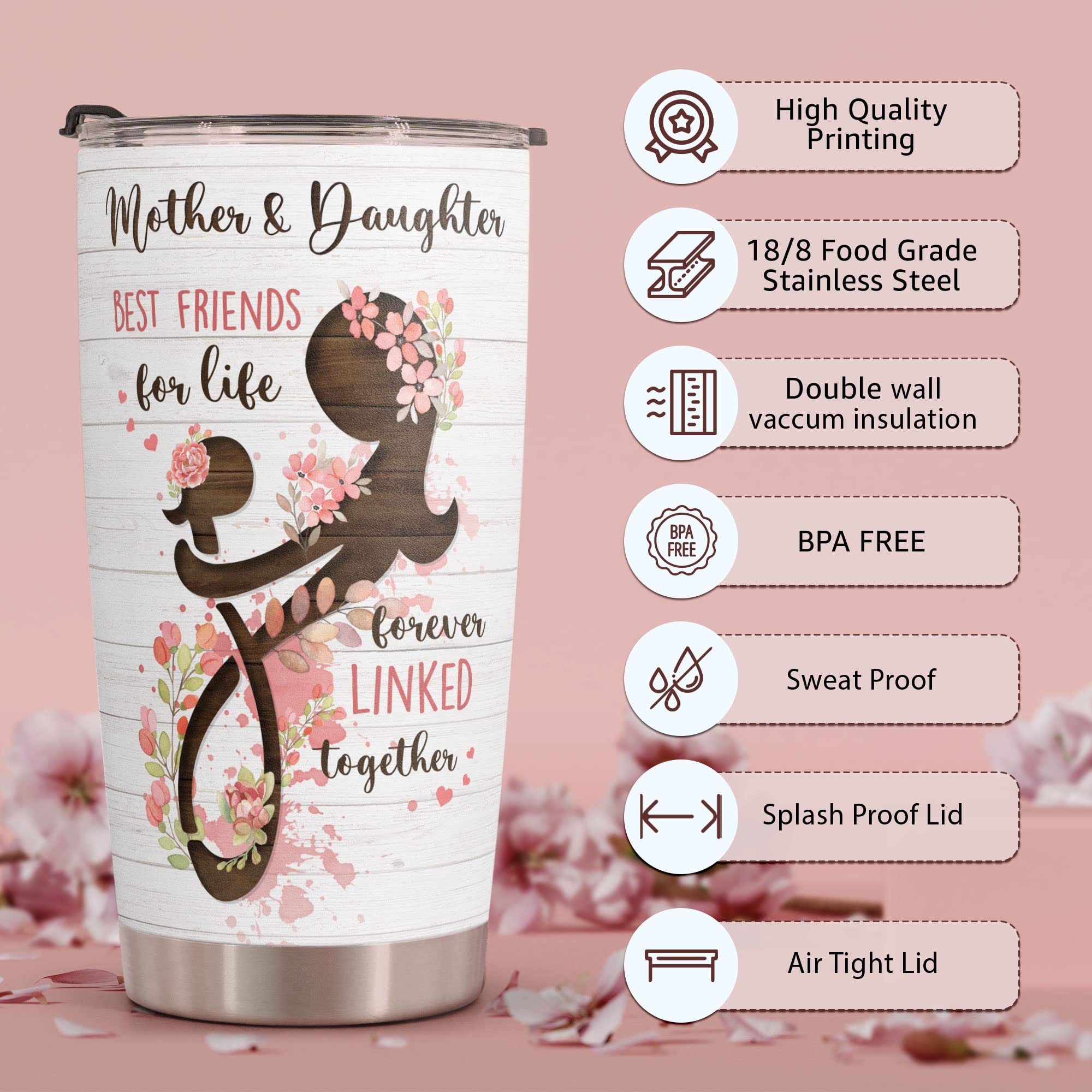 20oz Stainless Steel Tumbler - Perfect Mother's Day & Birthday Gift for Mom, Grandma, Nana from Daughter - Ideal for Coffee, Tea & Daily Hydration at Home, Office or Travel