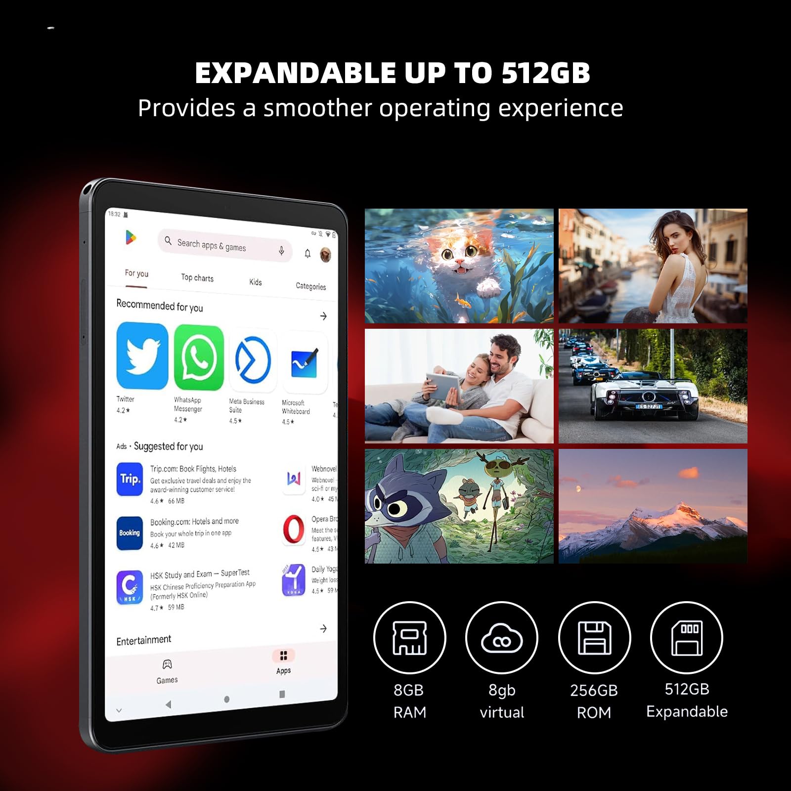 Android 13 Tablet 8.4 Inch - Octa-Core Processor, 1920x1200 HD Display, 5MP Dual Camera, 4G LTE WiFi, GPS, Bluetooth 5.0, 4000mAh Battery, 8GB RAM 256GB Storage - Perfect for Gaming, Streaming & Productivity on the Go