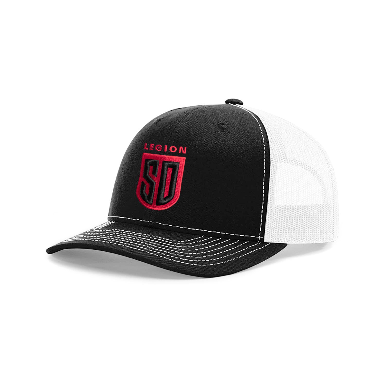 SD LEGION Mesh Hat - Black/Red on White - Perfect for Outdoor Sports, Hiking & Casual Wear