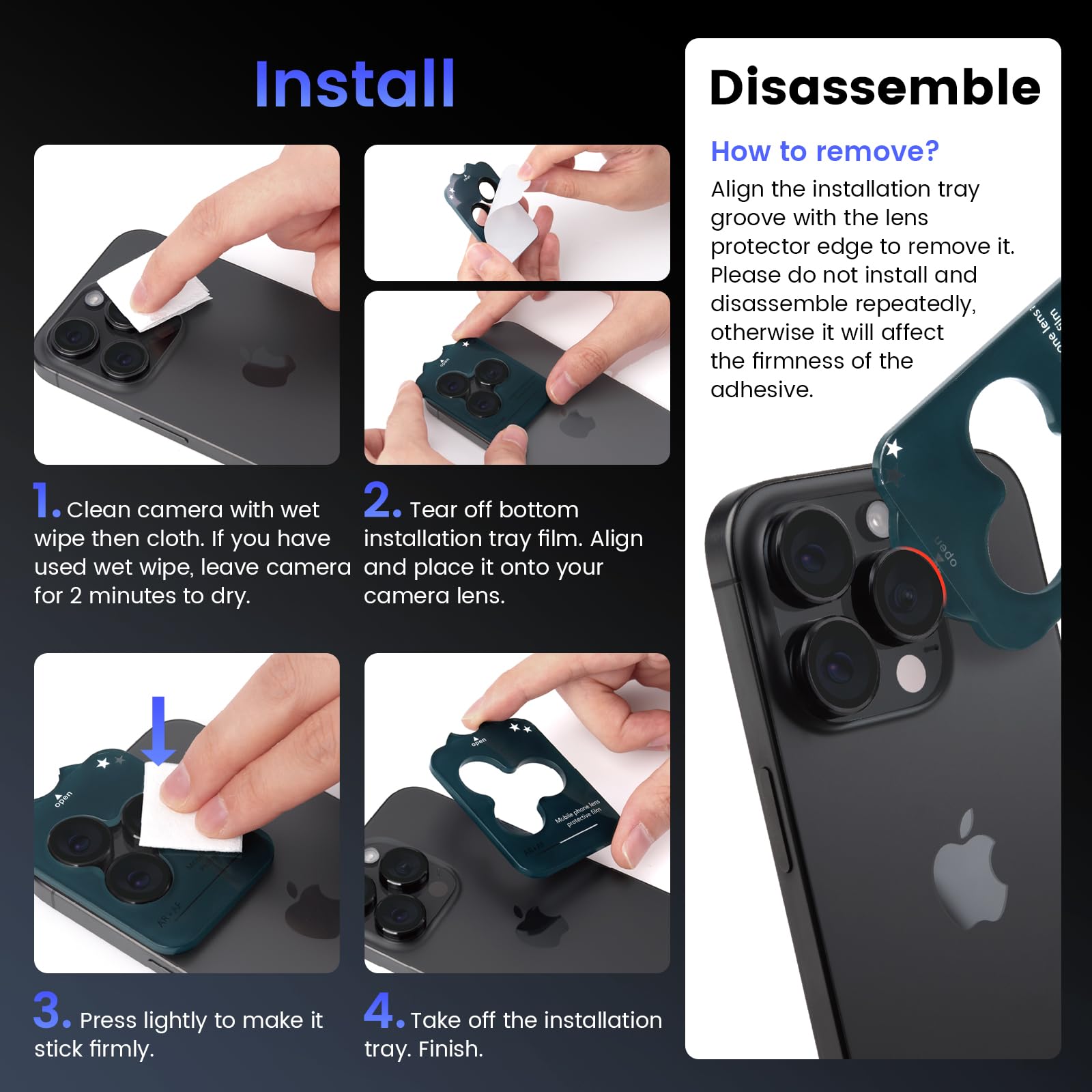Tensea 9H Tempered Glass Camera Lens Protector for iPhone 16 Pro & 16 Pro Max (6.9