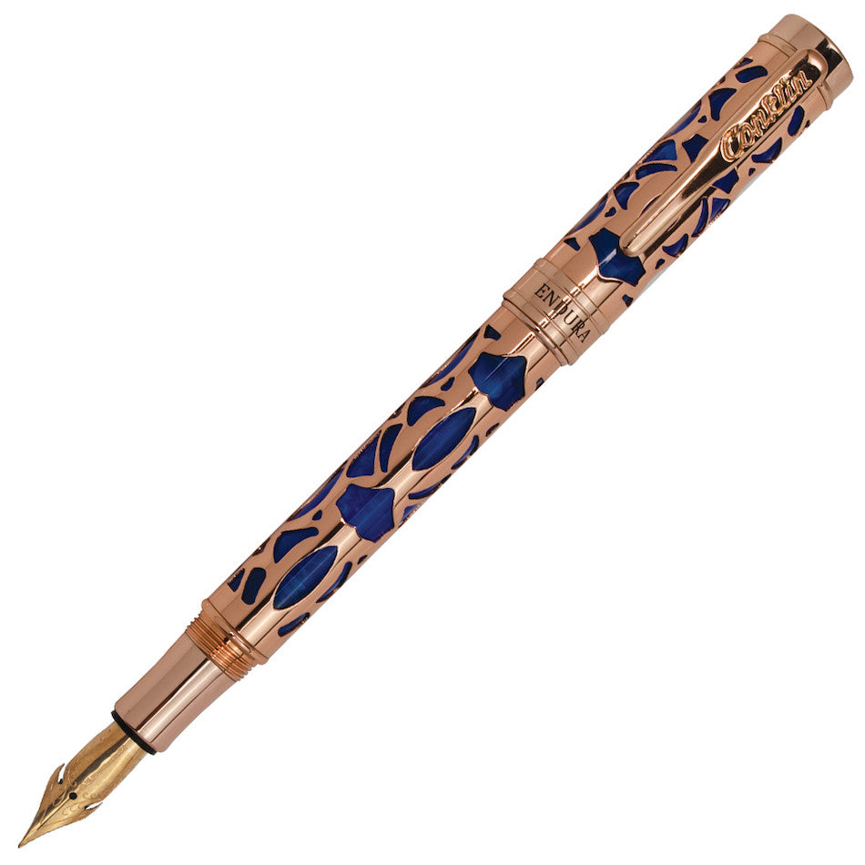 Conklin Endura Deco Crest Fountain Pen - Blue Luxury Writing Pen for Calligraphy, Journaling & Office Use - Premium Gift for Writers & Professionals
