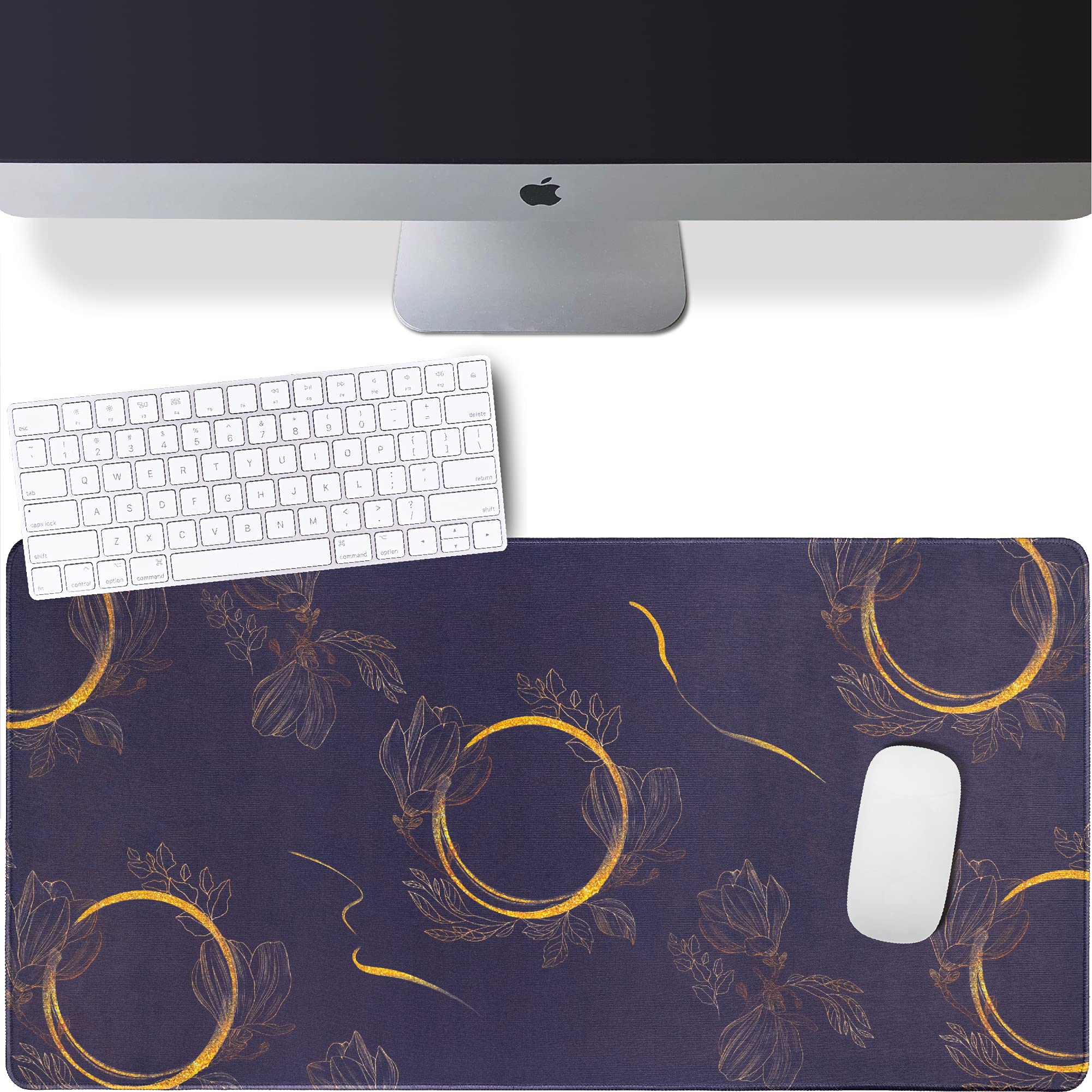Hapinest XXL Gaming Mouse Pad - Golden Wreath Desk Mat for Keyboard & Mouse | Home & Office Use