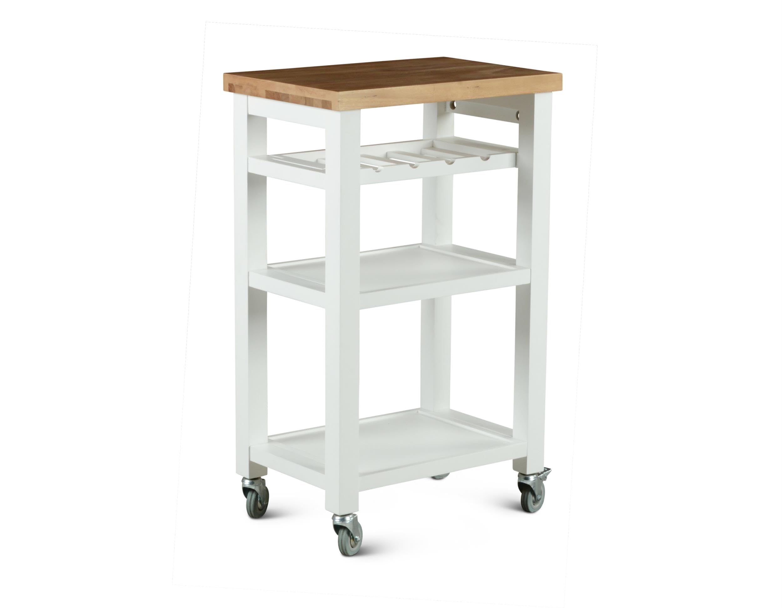 Steve Silver Belden Solid Wood White Kitchen Cart with Wheels - Portable Rolling Island for Small Spaces, Breakfast Nook & Apartment Kitchen Storage