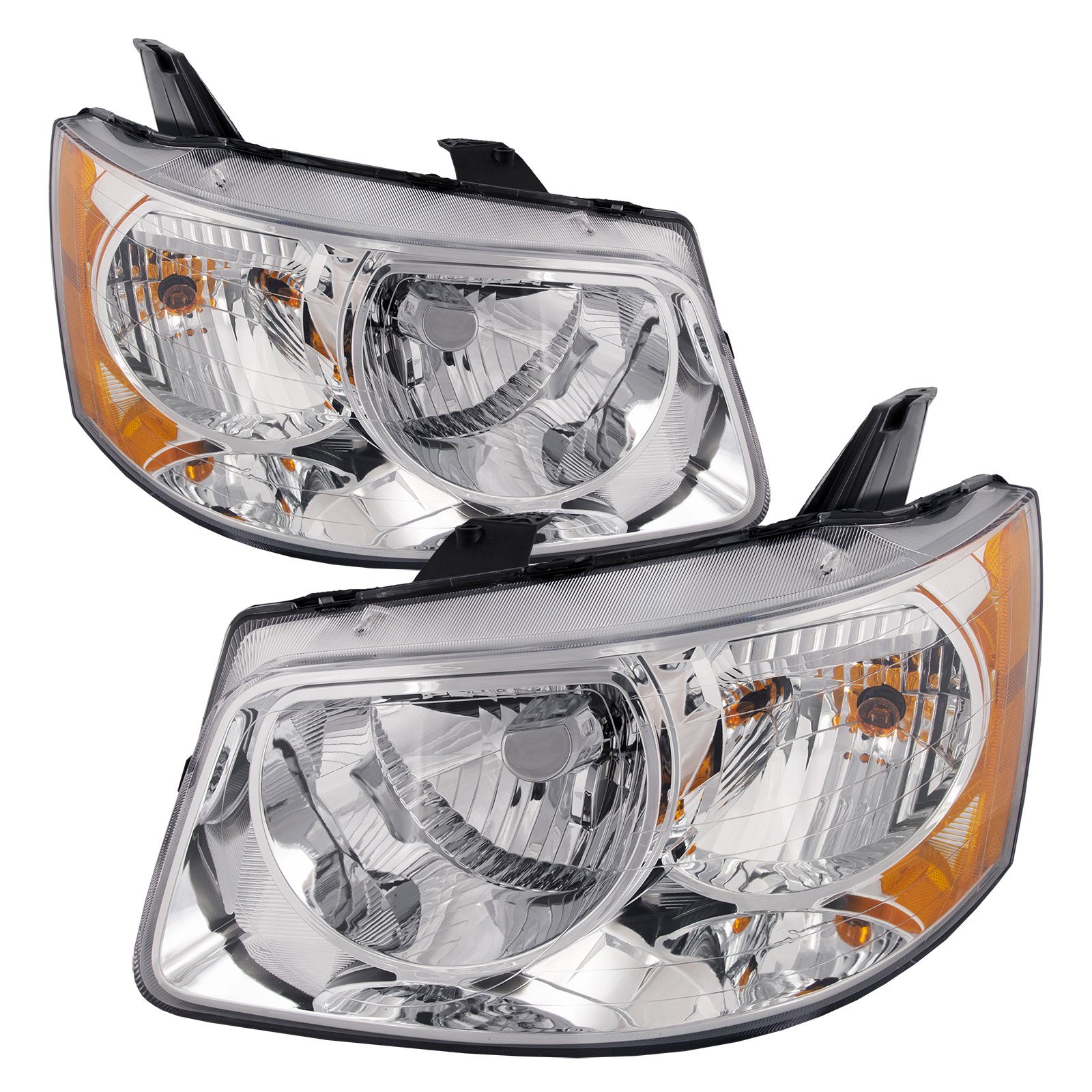 HEADLIGHTSDEPOT Chrome Housing Halogen Headlights for Pontiac Torrent 2006-2009 - Pair (Left Driver & Right Passenger) - Durable Replacement Headlamps for Night Driving & Off-Road Use