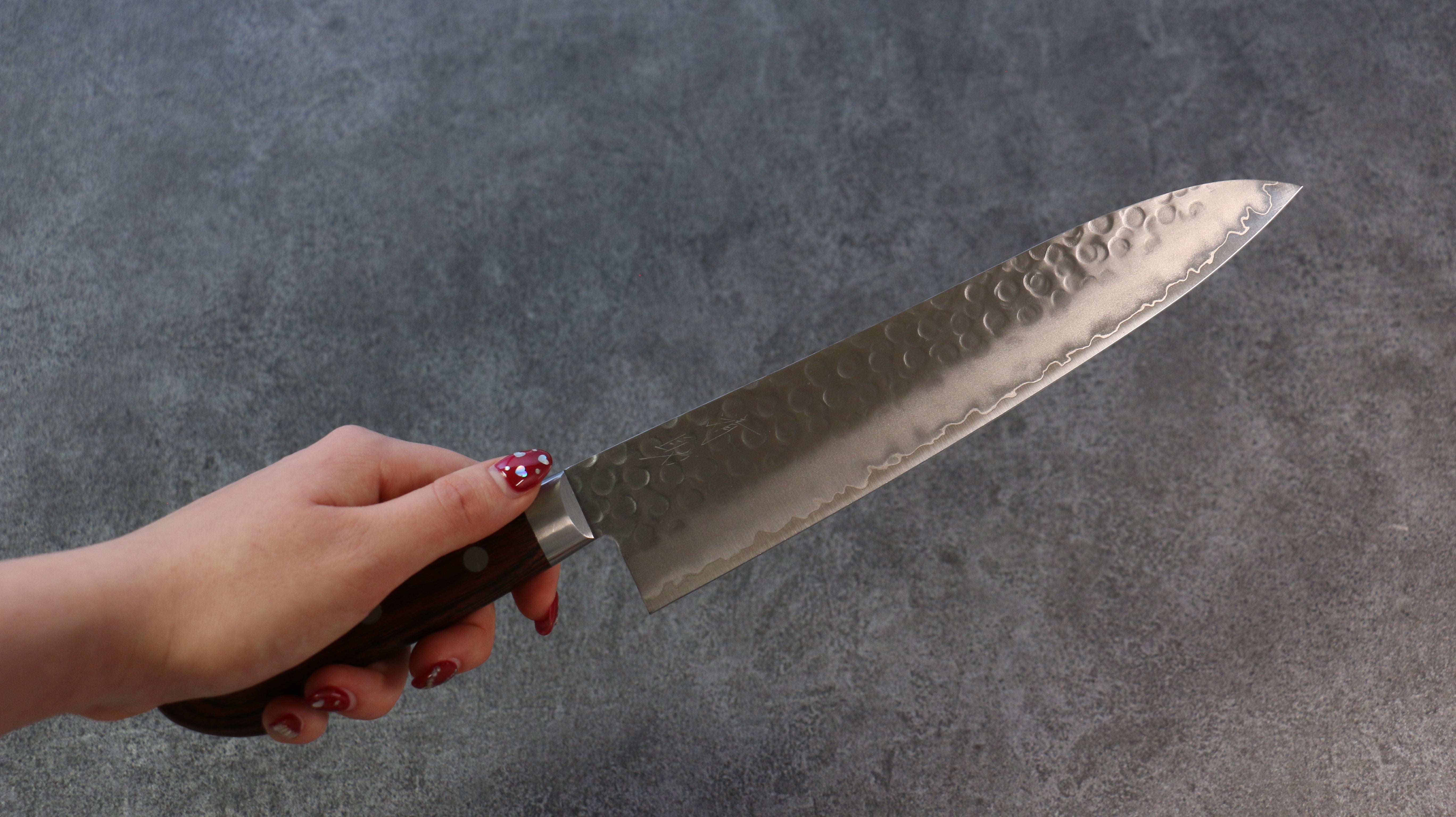 Premium Seisuke Swedish Steel Hammered Gyuto Chef Knife 210mm with Mahogany Handle - Perfect for Professional Chefs & Home Cooking