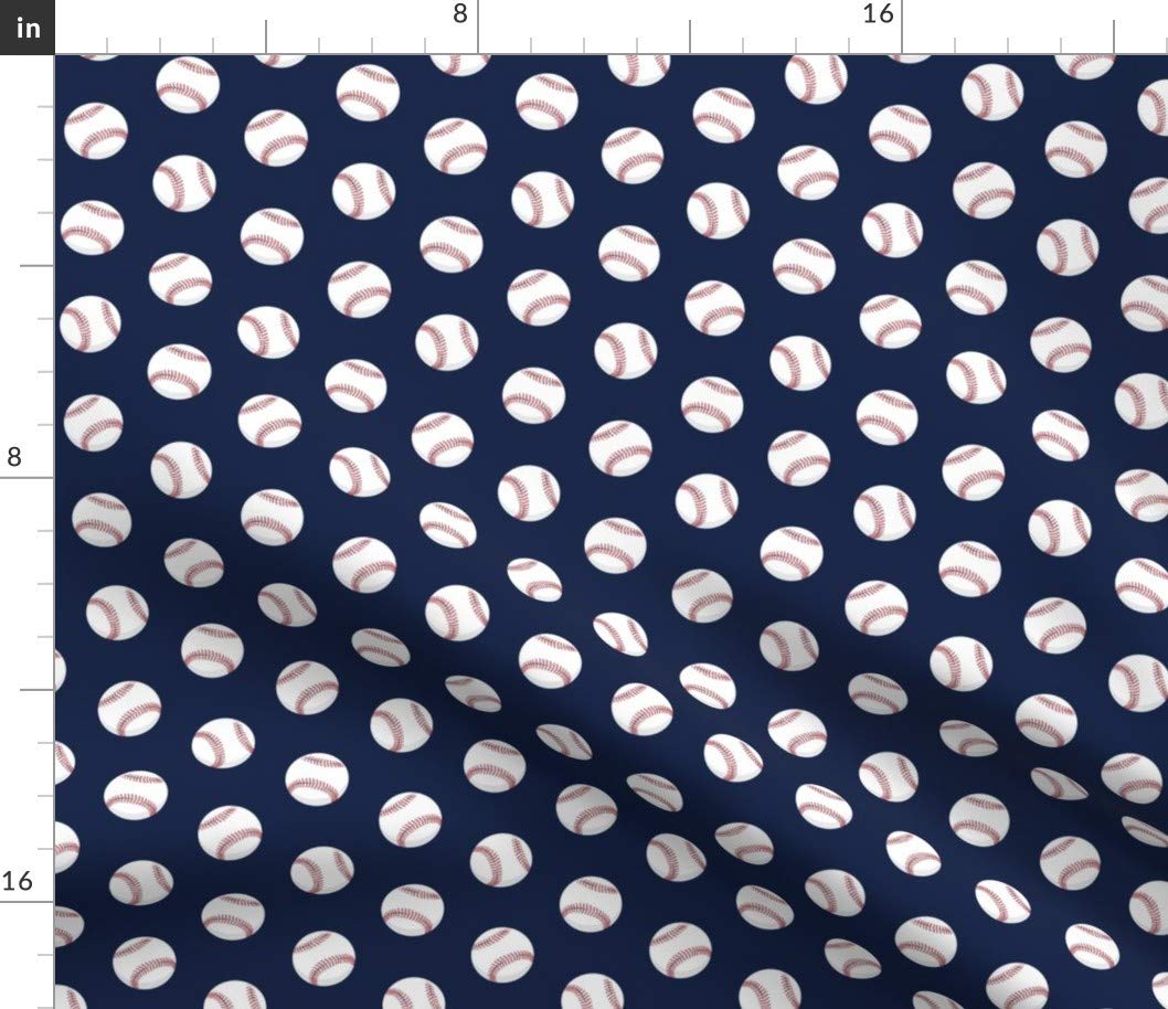 Baseball Themed Dark Blue Navy Printed Petal Signature Cotton Fabric by Spoonflower - Fat Quarter for Sewing, Quilting, Apparel & Home Decor | Perfect for Sports-Themed Crafts, DIY Projects & Spring Collections